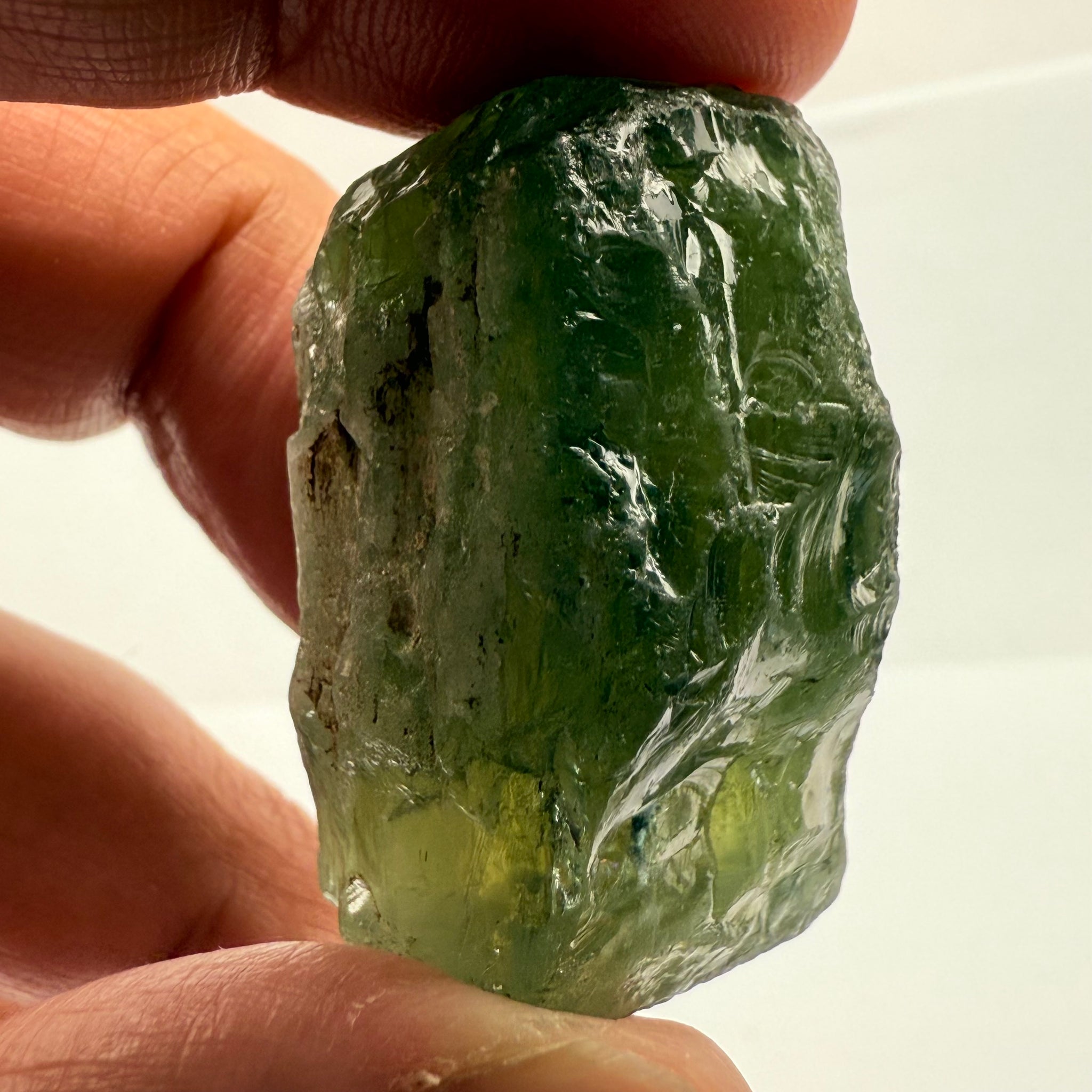 Apatite crystal, Cabbing rough, 191.87ct, Tanzania, Untreated Unheated, silky cabbing rough, see video