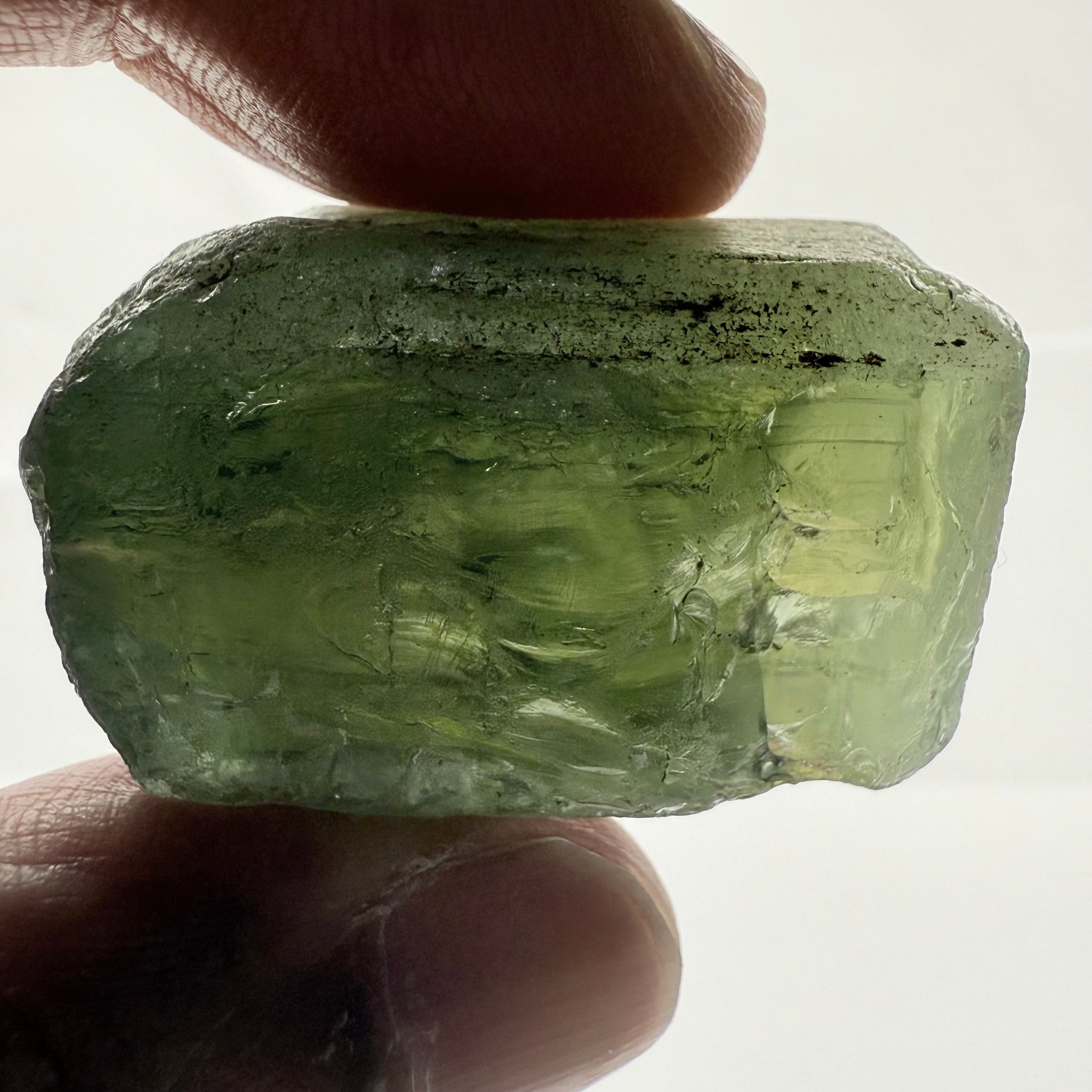 Apatite crystal, Cabbing rough, 191.87ct, Tanzania, Untreated Unheated, silky cabbing rough, see video