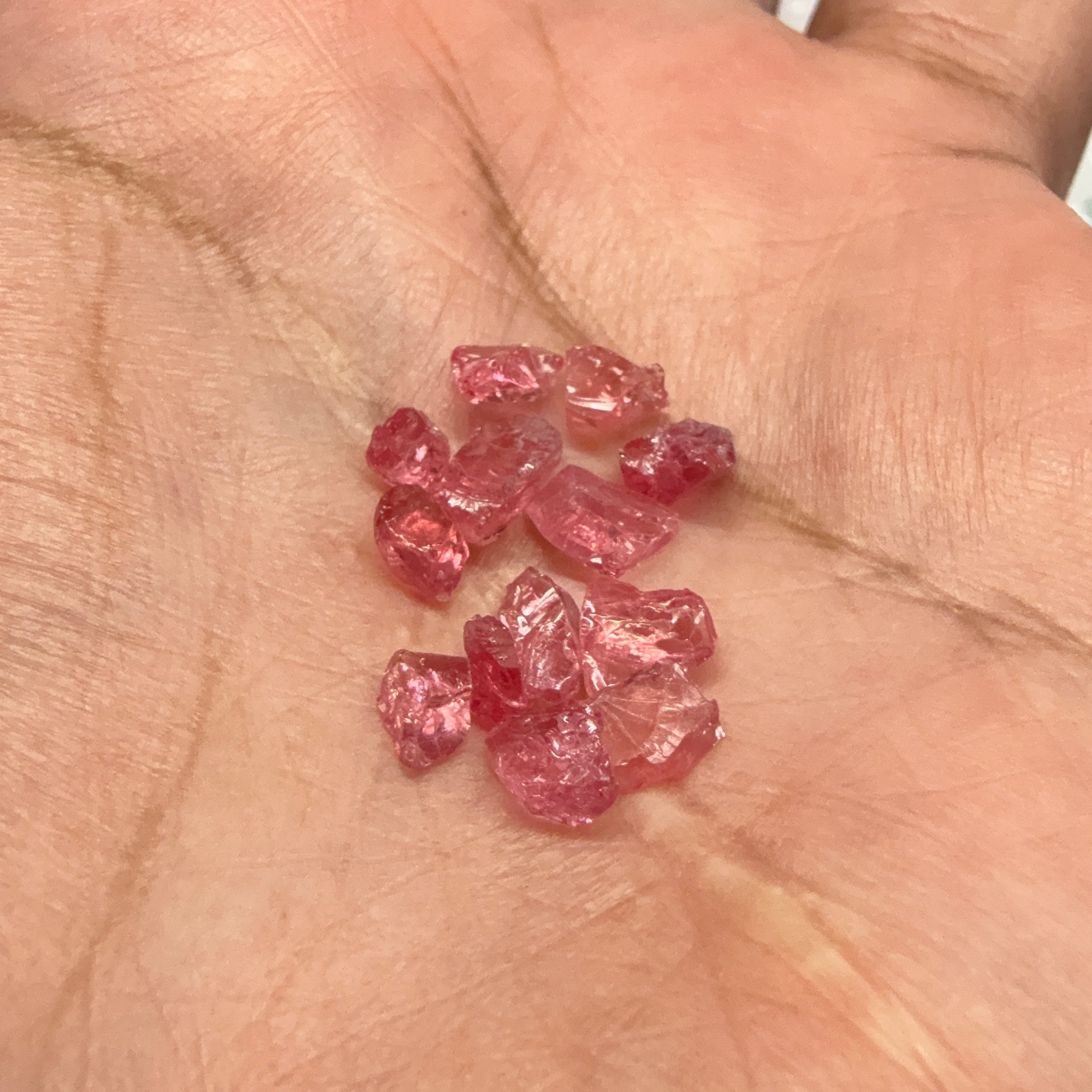 Mahenge Spinel Melee Lot, 6.84ct, 13 pc, Mahenge Tanzania, Untreated Unheated, set into jewellery as is