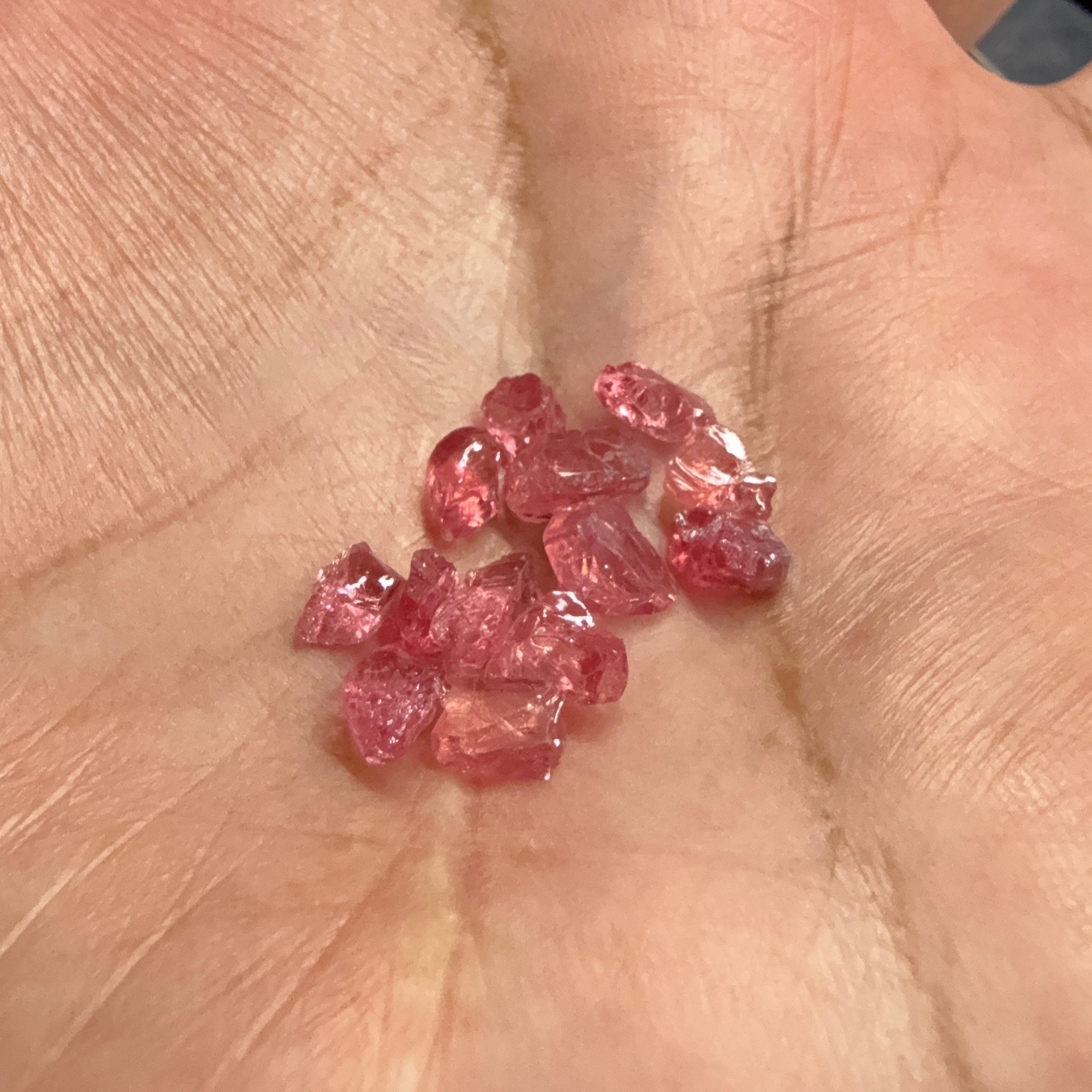 Mahenge Spinel Melee Lot, 6.84ct, 13 pc, Mahenge Tanzania, Untreated Unheated, set into jewellery as is