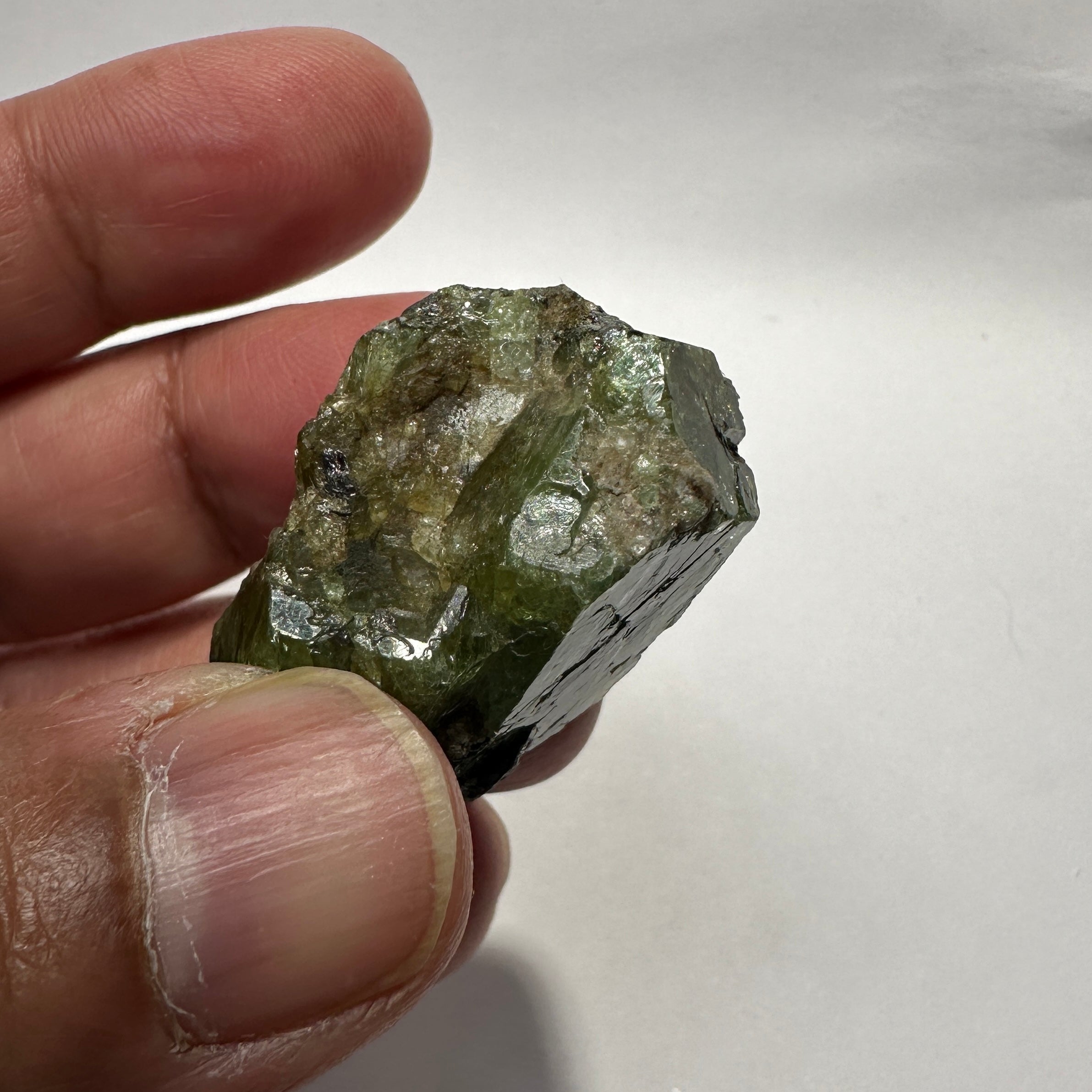 159.71ct / 31.94gm Tsavorite with Pyrite crystal on matrix, Mirerani, Tanzania, Untreated Unheated, 3.39 x 2.9 x 2.01cm