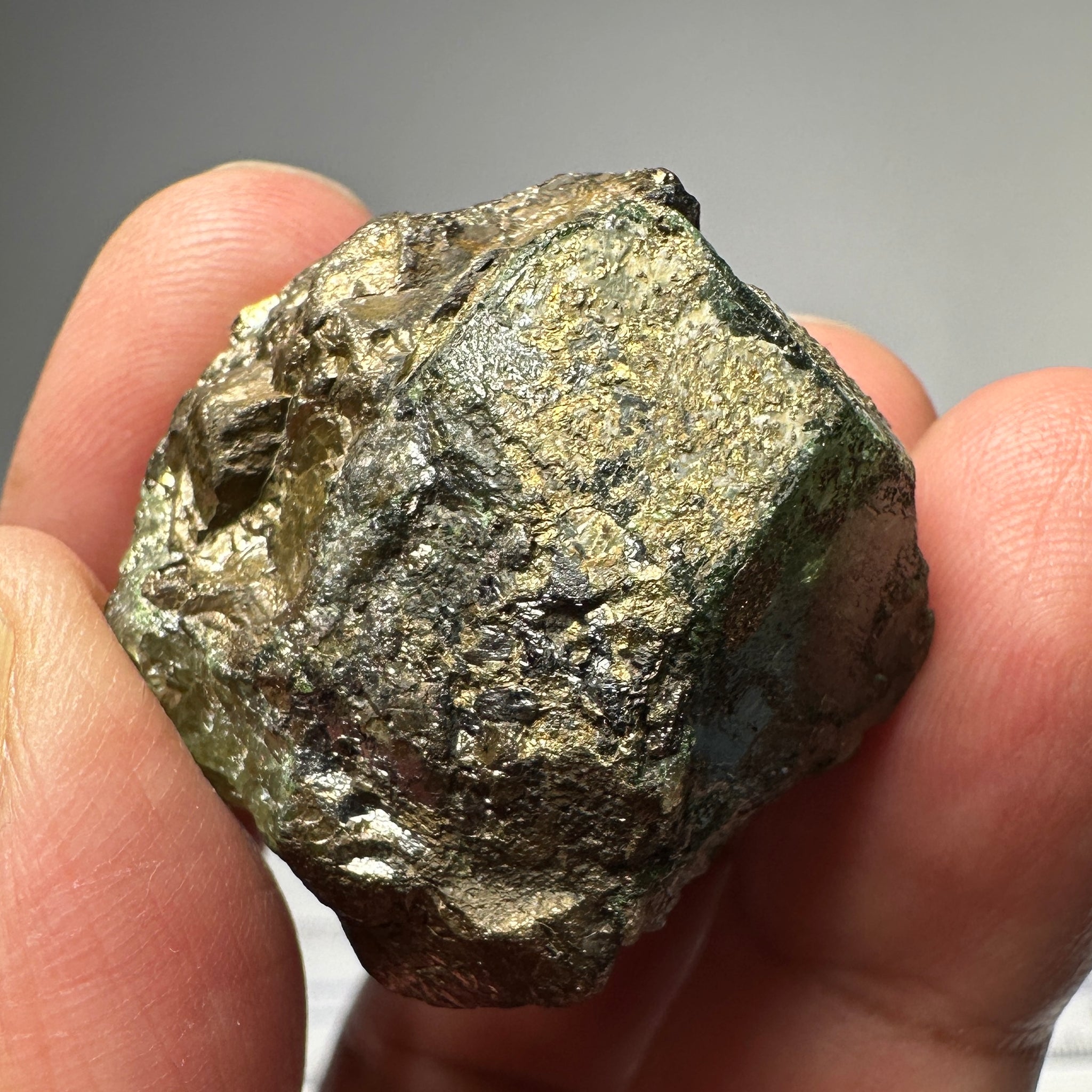 Diopside and Tsavorite with Pyrite on matrix, 172.96ct / 34.59gm, Mirerani, Tanzania, Untreated Unheated, a fantastic double sided crystal, see video of the other side. 3.35 x 3.26 x 2.09cm