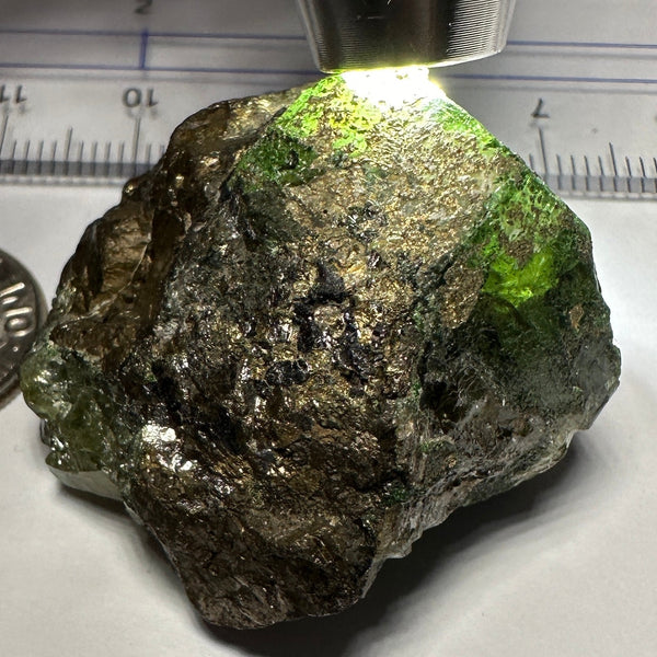 Diopside and Tsavorite with Pyrite on matrix, 172.96ct / 34.59gm, Mirerani, Tanzania, Untreated Unheated, a fantastic double sided crystal, see video of the other side. 3.35 x 3.26 x 2.09cm