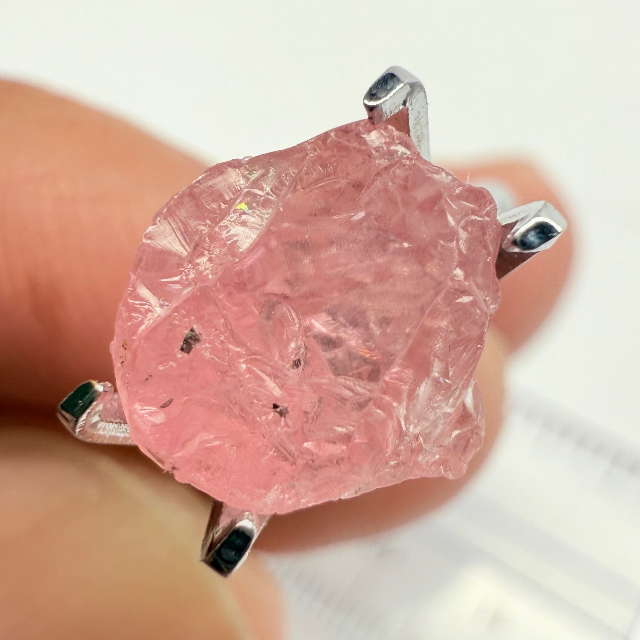 Mahenge Spinel, 4.33ct, Tanzania, Untreated Unheated, included stone, set into jewellery as is, setting idea of what it would look like in a ring is shown