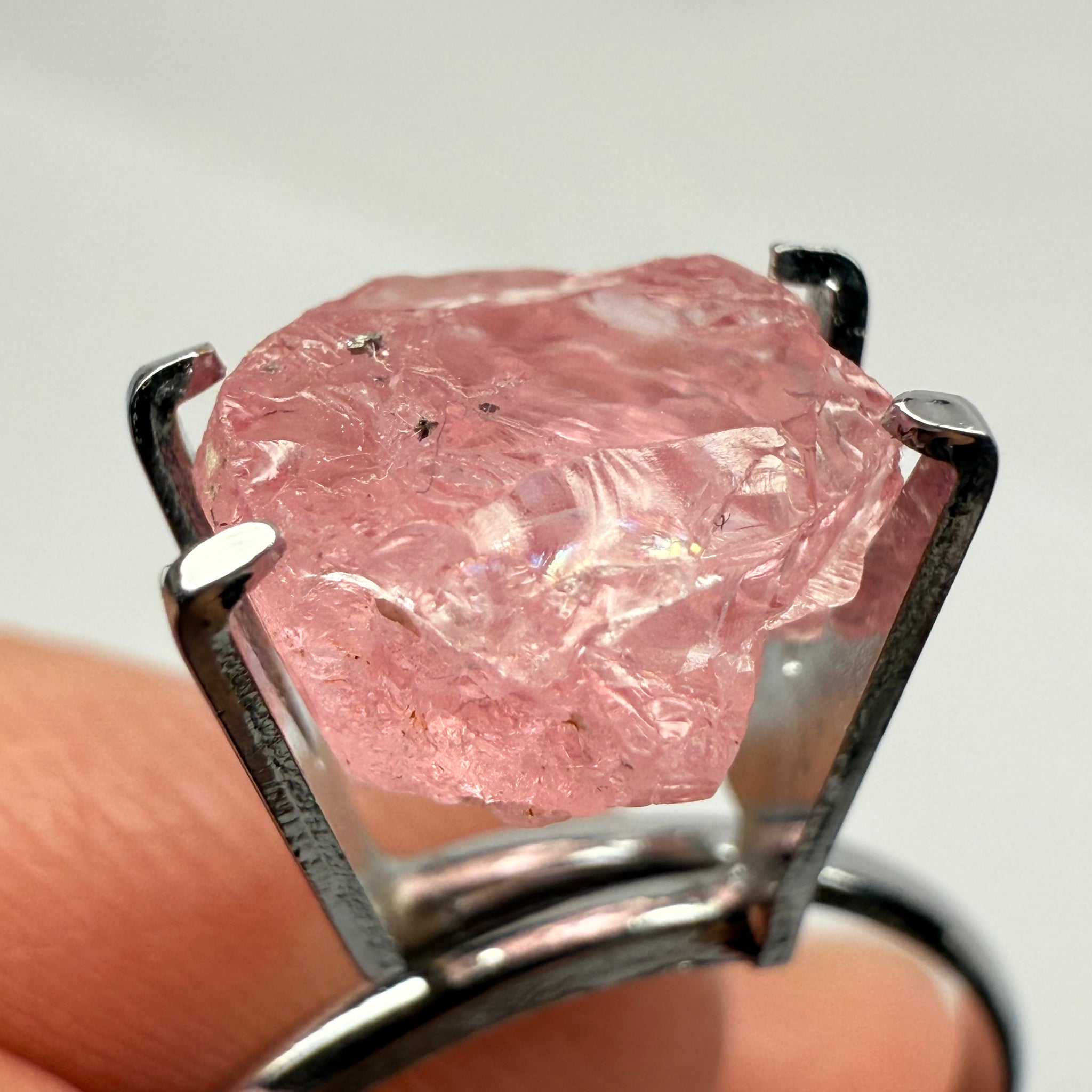 Mahenge Spinel, 4.33ct, Tanzania, Untreated Unheated, included stone, set into jewellery as is, setting idea of what it would look like in a ring is shown
