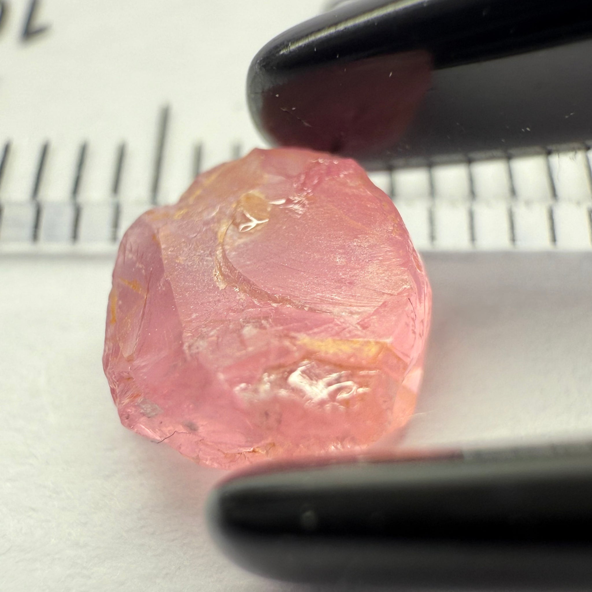 Pink Spinel, Baby Pink, 2.17ct, Tanzania, Untreated Unheated, included stone, set into jewellery as is, setting idea of what it would look like in a ring is shown