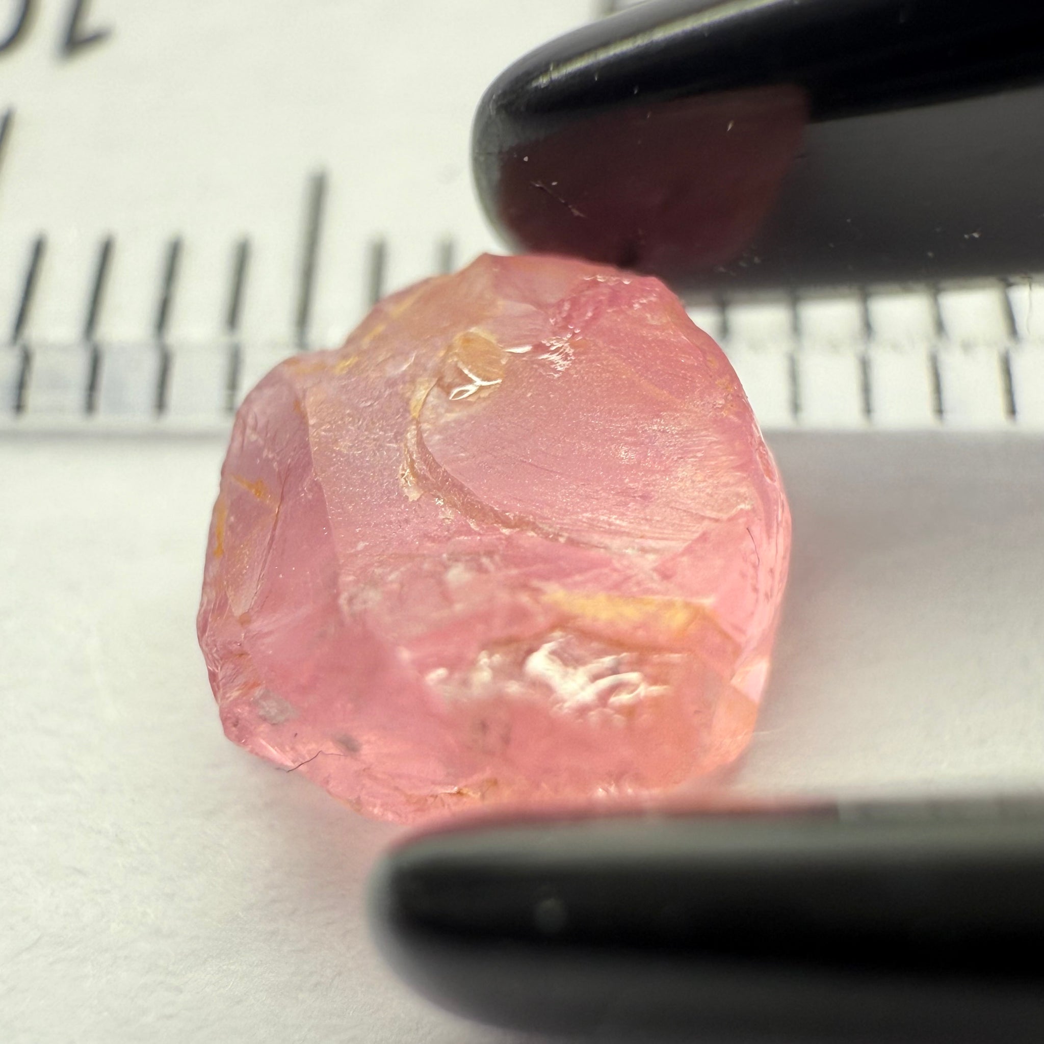 Pink Spinel, Baby Pink, 2.17ct, Tanzania, Untreated Unheated, included stone, set into jewellery as is, setting idea of what it would look like in a ring is shown