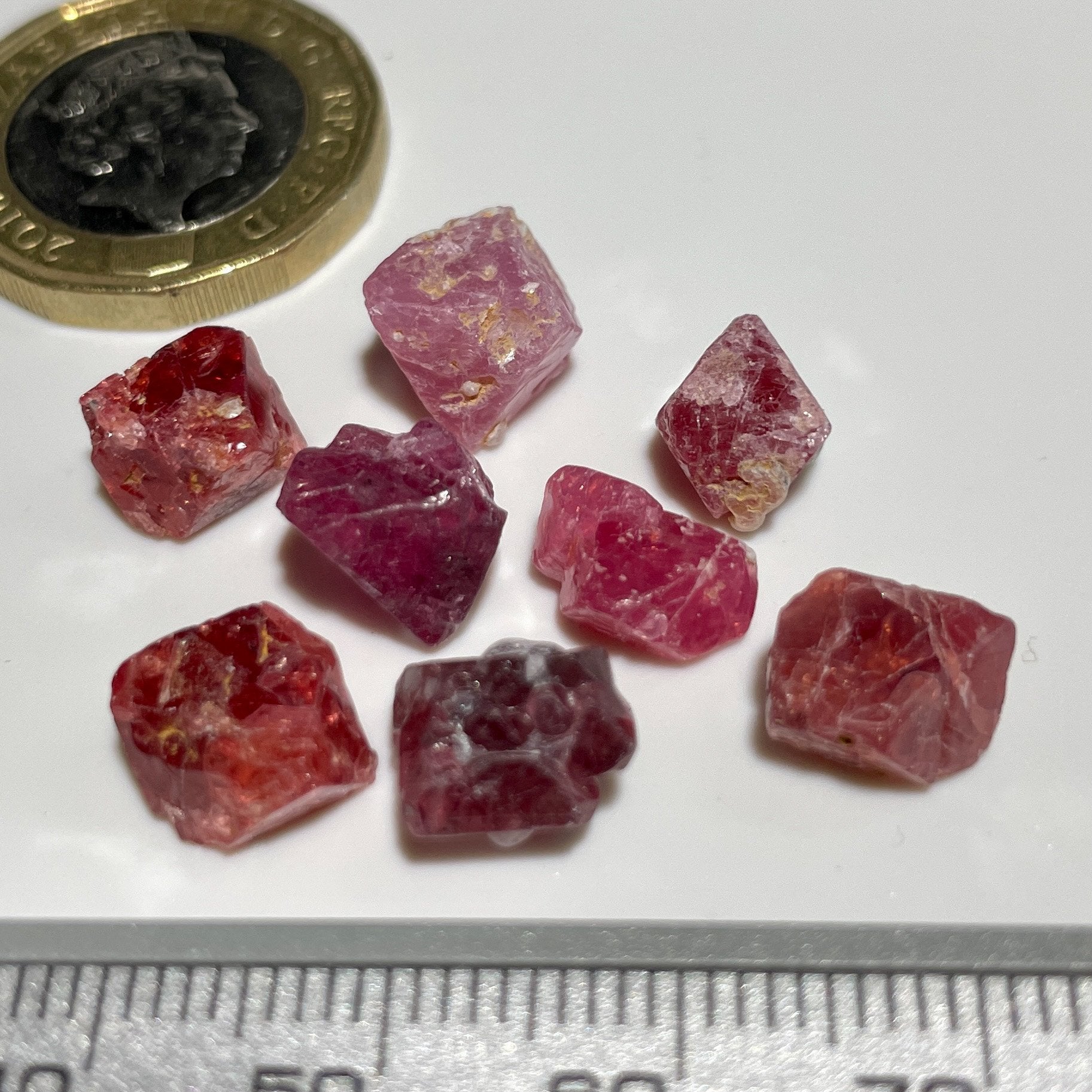 36.90Ct Mahenge Spinel Crystal Lot 3.48Ct - 6.55Ct Tanzania. Untreated Unheated. Good For Setting In
