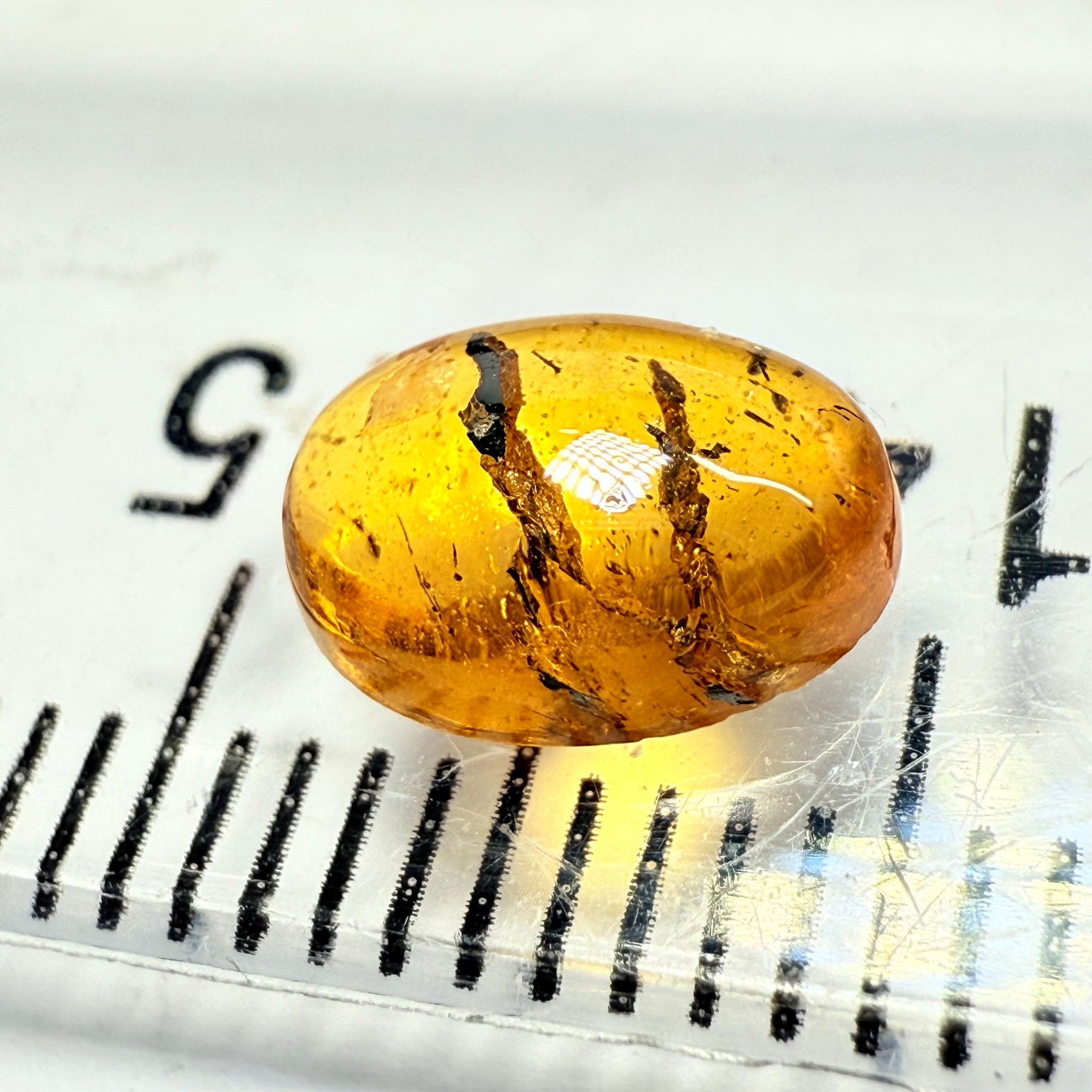 Mandarin Spessartite Cabochon, 1.89ct, Loliondo, Tanzania, Untreated Unheated, very interesting inclusions