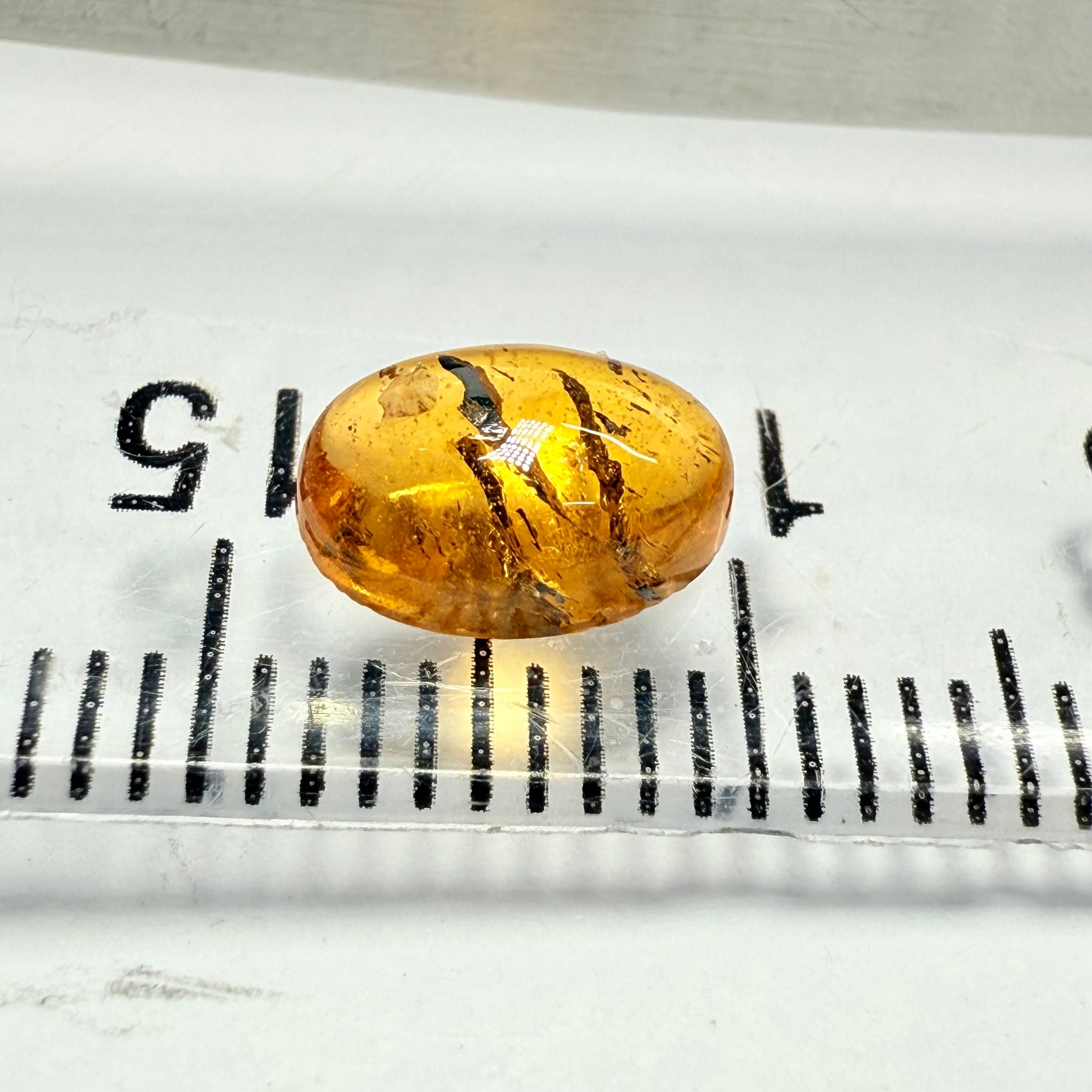 Mandarin Spessartite Cabochon, 1.89ct, Loliondo, Tanzania, Untreated Unheated, very interesting inclusions