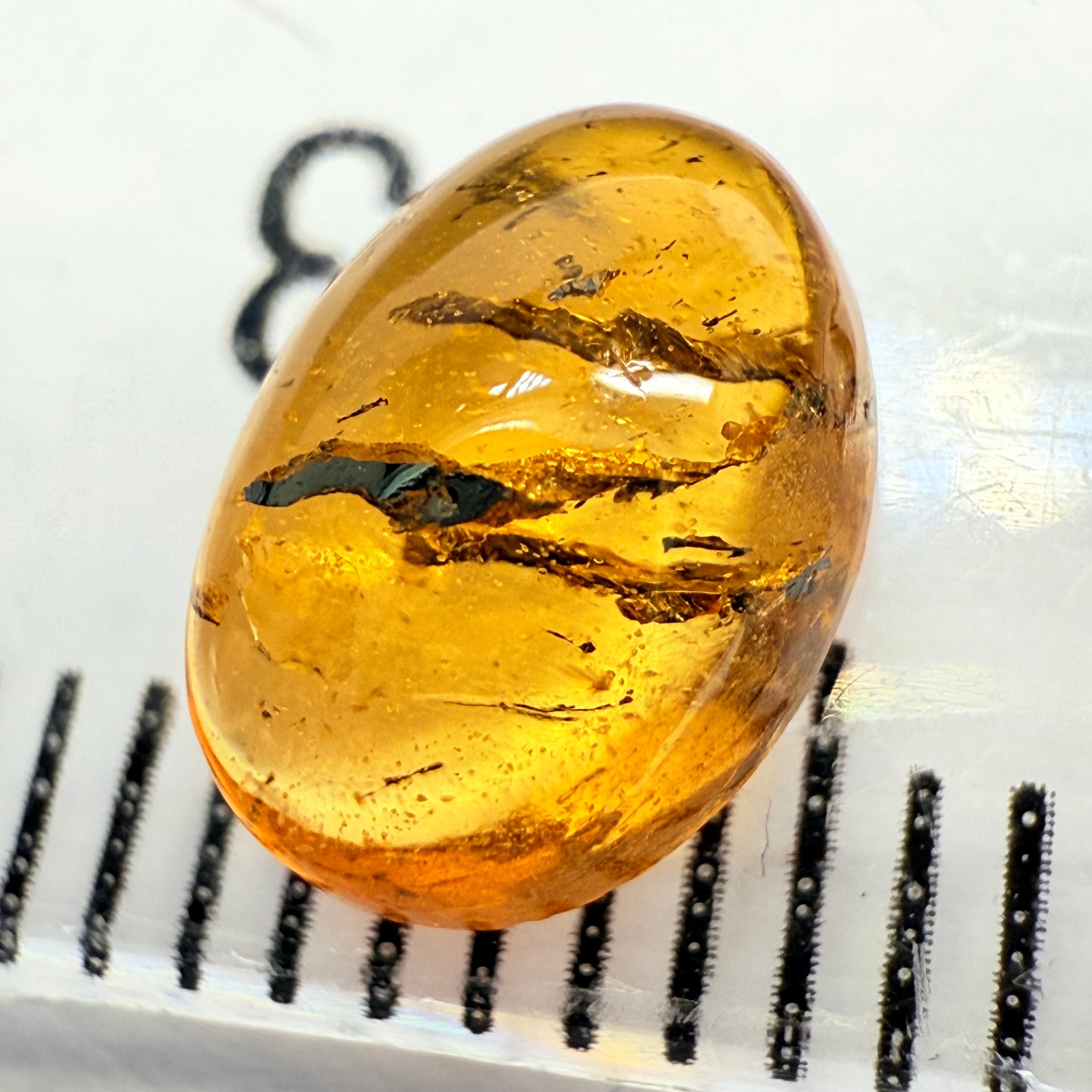 Mandarin Spessartite Cabochon, 1.89ct, Loliondo, Tanzania, Untreated Unheated, very interesting inclusions