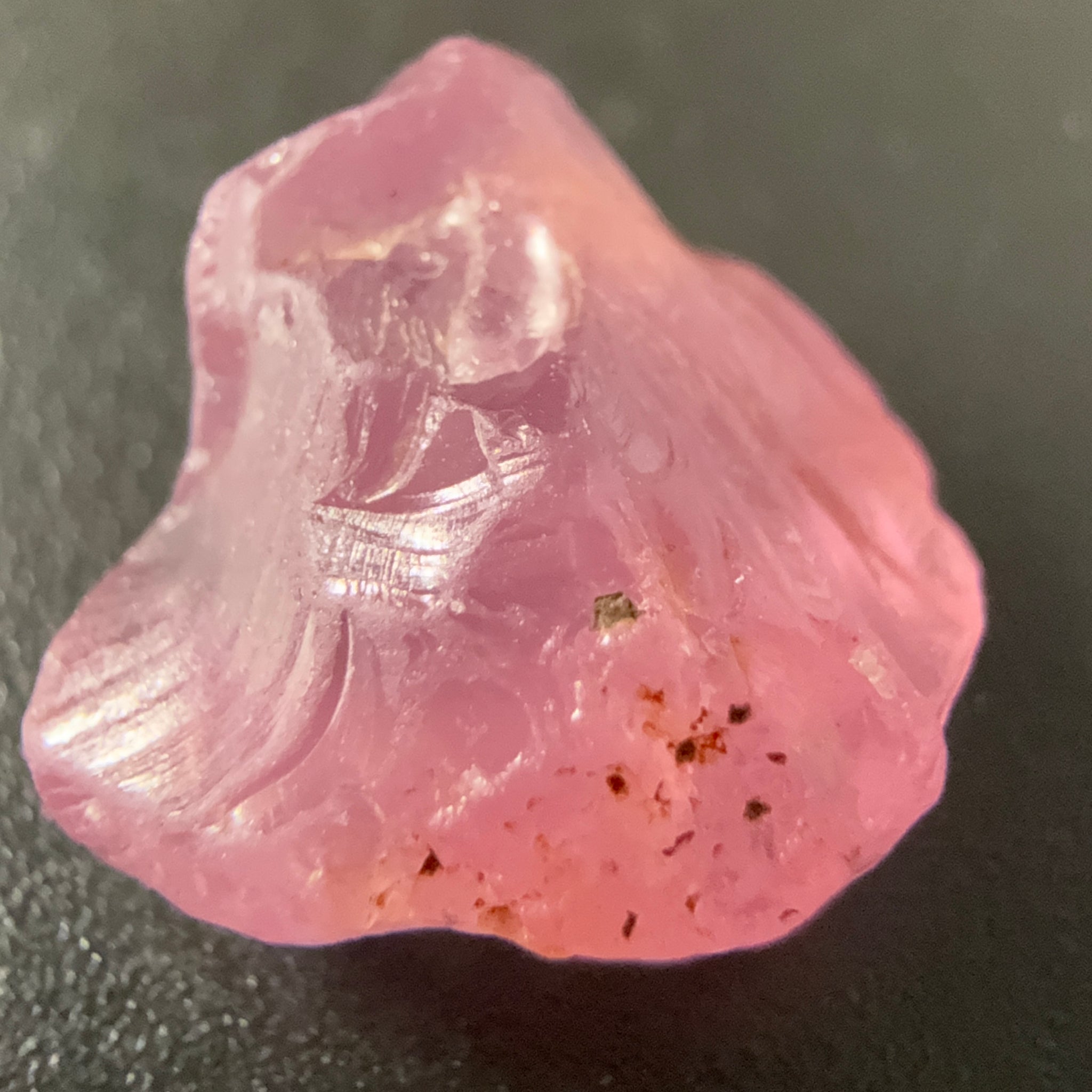 Pink Spinel, Sleepy Baby Pink Colour, 6.23ct, Tanzania, Untreated Unheated, has a tiny crack, see the pictures to see exactly where it is, I have circled it on some pictures, with silk giving a milky effect