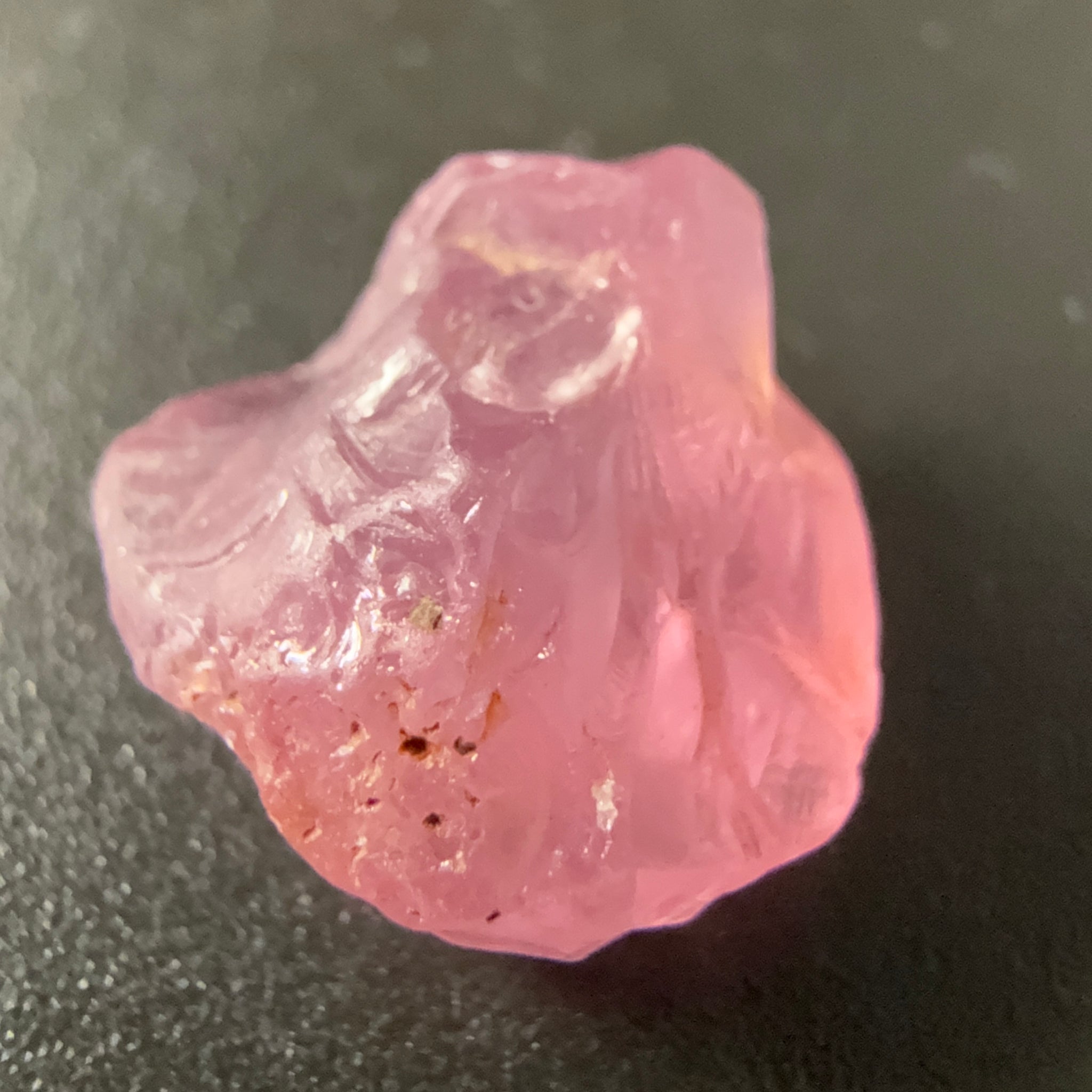 Pink Spinel, Sleepy Baby Pink Colour, 6.23ct, Tanzania, Untreated Unheated, has a tiny crack, see the pictures to see exactly where it is, I have circled it on some pictures, with silk giving a milky effect