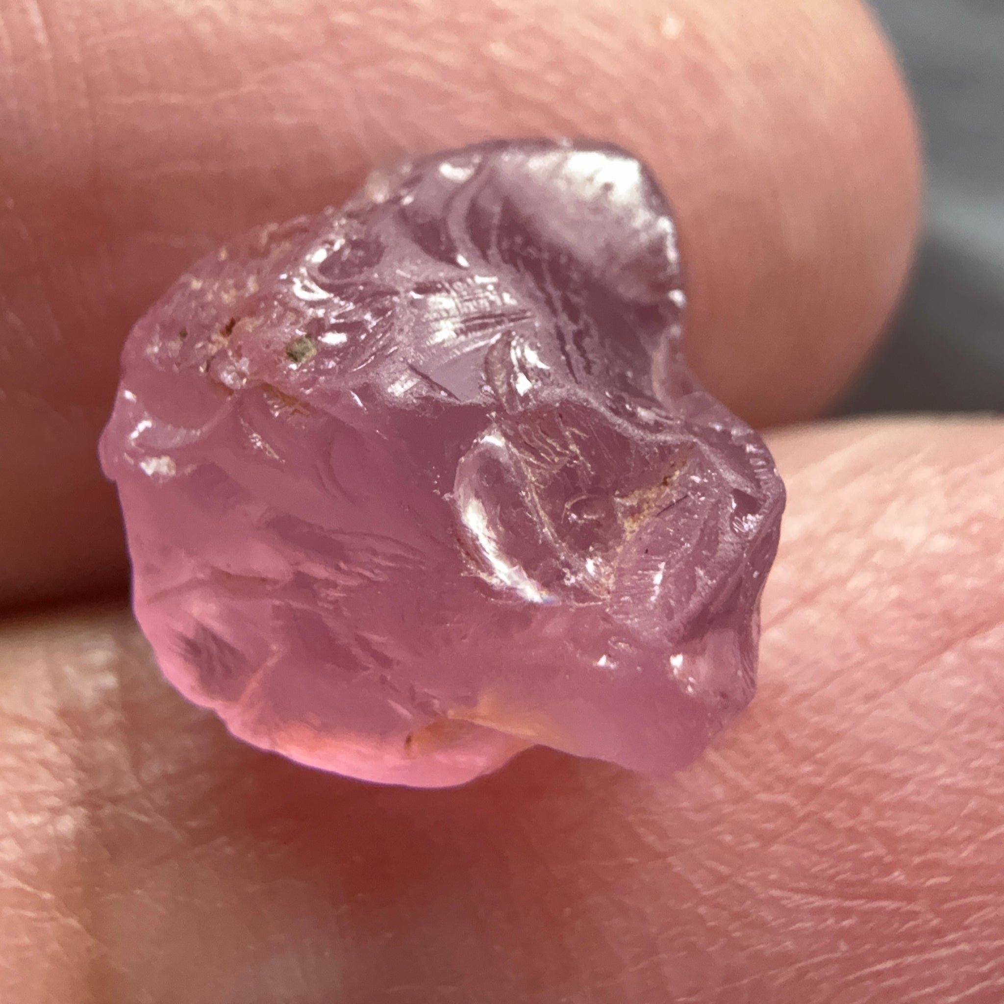 Pink Spinel, Sleepy Baby Pink Colour, 6.23ct, Tanzania, Untreated Unheated, has a tiny crack, see the pictures to see exactly where it is, I have circled it on some pictures, with silk giving a milky effect