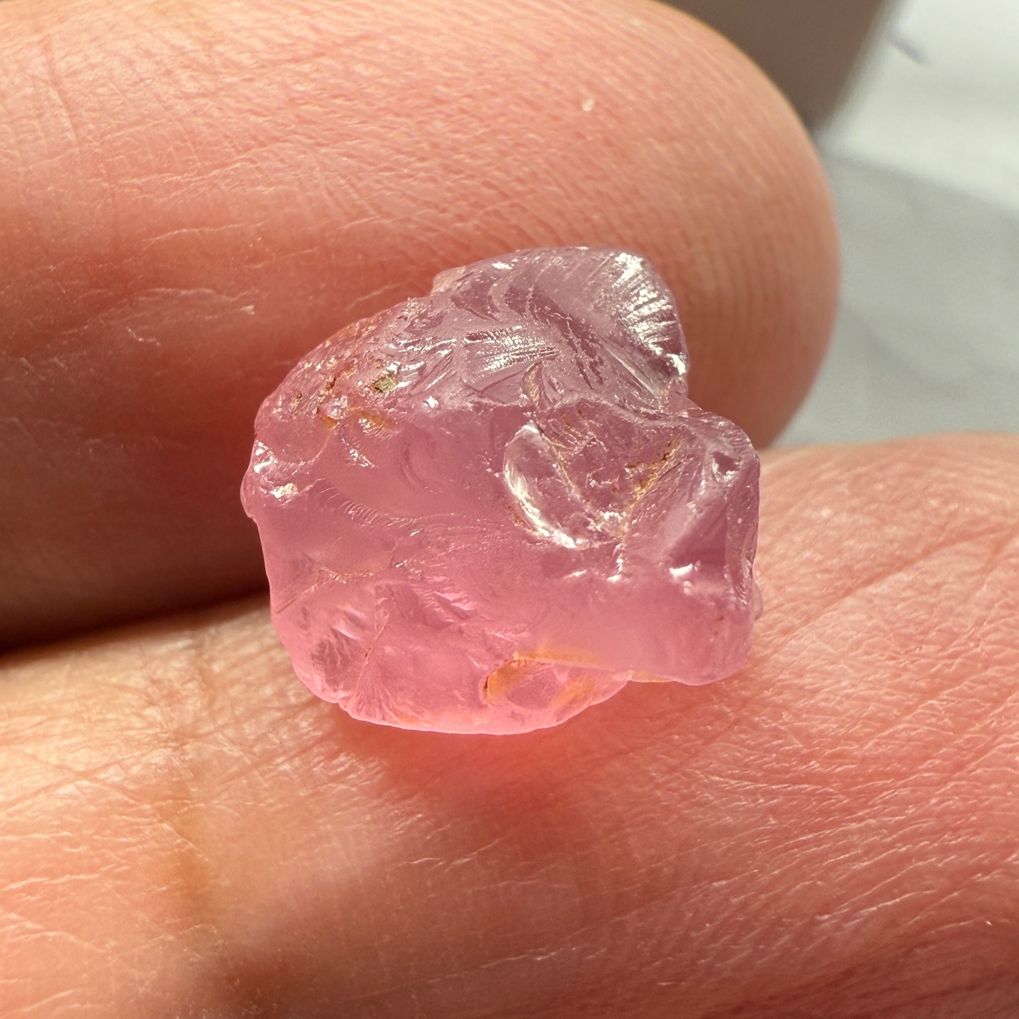 Pink Spinel, Sleepy Baby Pink Colour, 6.23ct, Tanzania, Untreated Unheated, has a tiny crack, see the pictures to see exactly where it is, I have circled it on some pictures, with silk giving a milky effect
