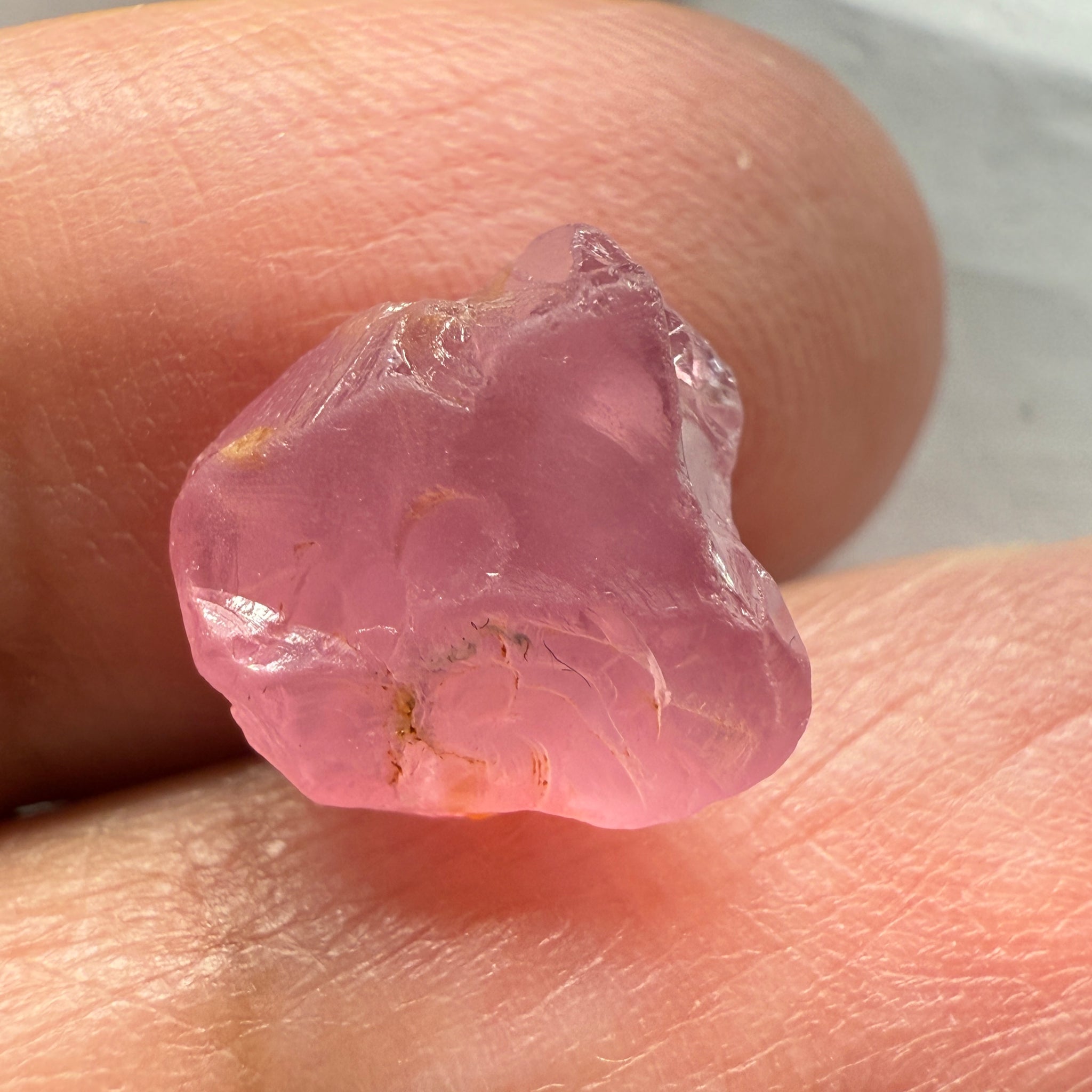 Pink Spinel, Sleepy Baby Pink Colour, 6.23ct, Tanzania, Untreated Unheated, has a tiny crack, see the pictures to see exactly where it is, I have circled it on some pictures, with silk giving a milky effect