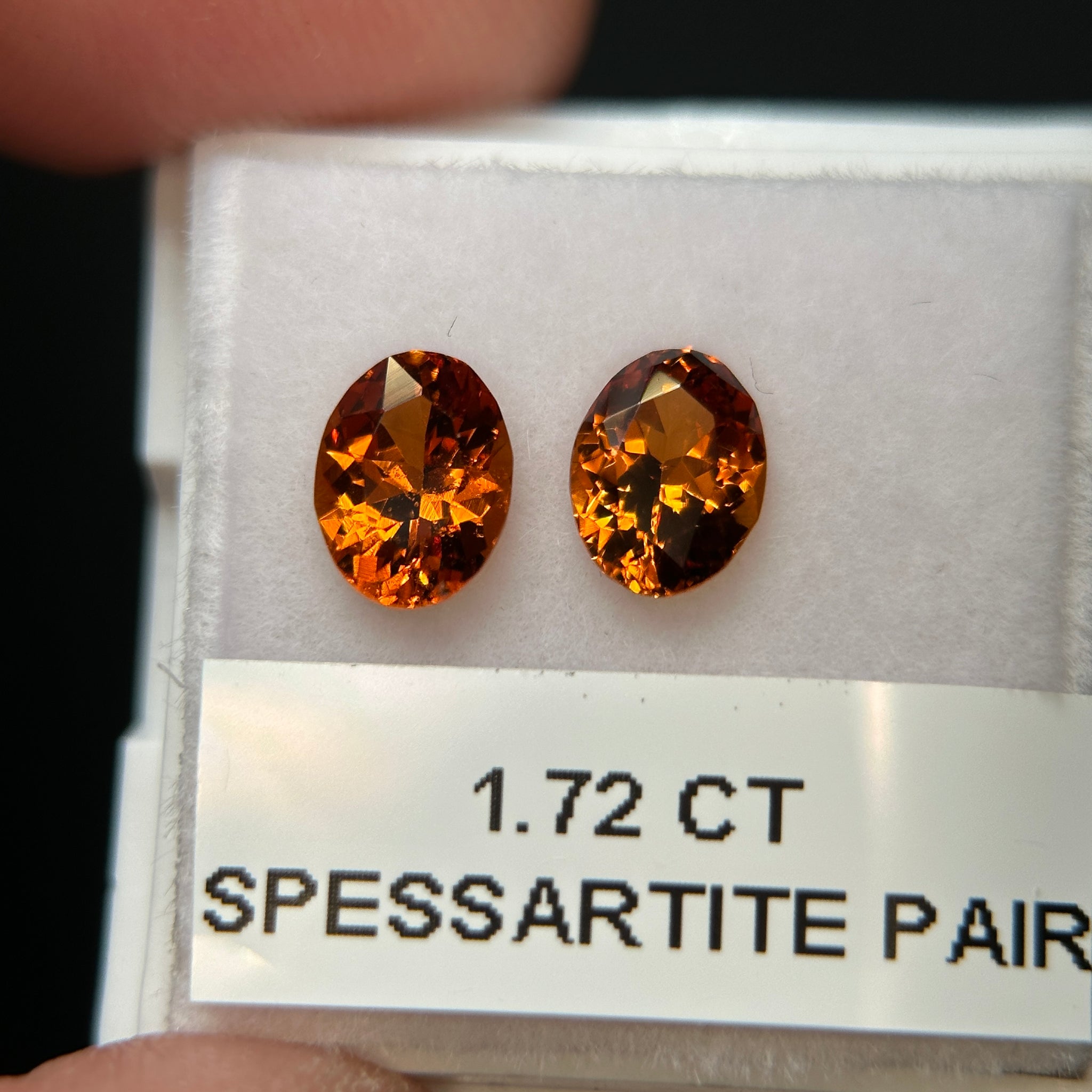 Spessartite Garnet Pair. 1.72ct, Tanzania. Untreated Unheated