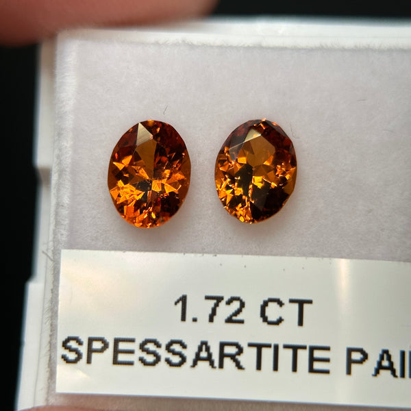 Spessartite Garnet Pair. 1.72ct, Tanzania. Untreated Unheated