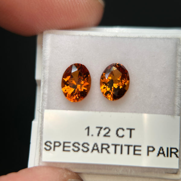 Spessartite Garnet Pair. 1.72ct, Tanzania. Untreated Unheated