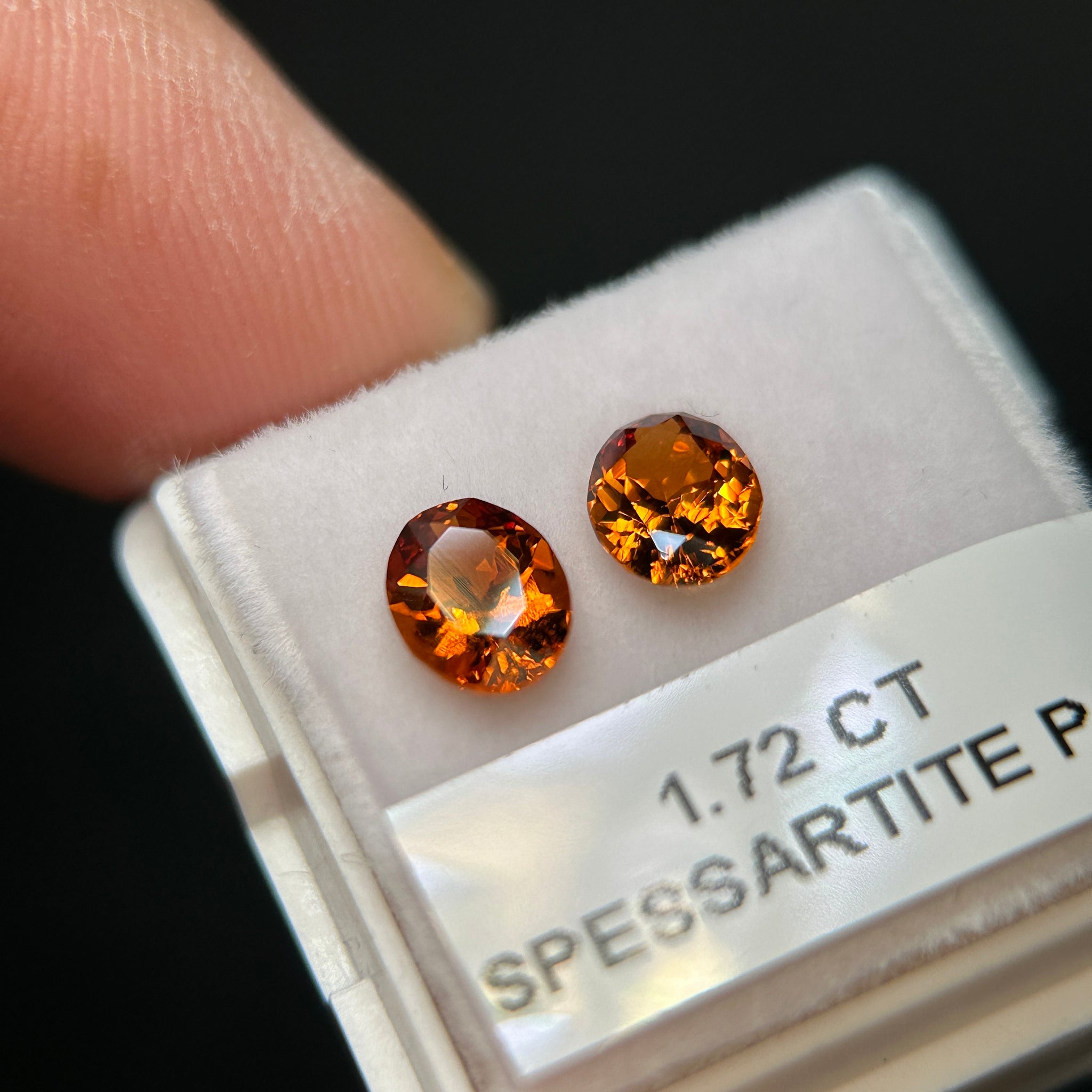 Spessartite Garnet Pair. 1.72ct, Tanzania. Untreated Unheated