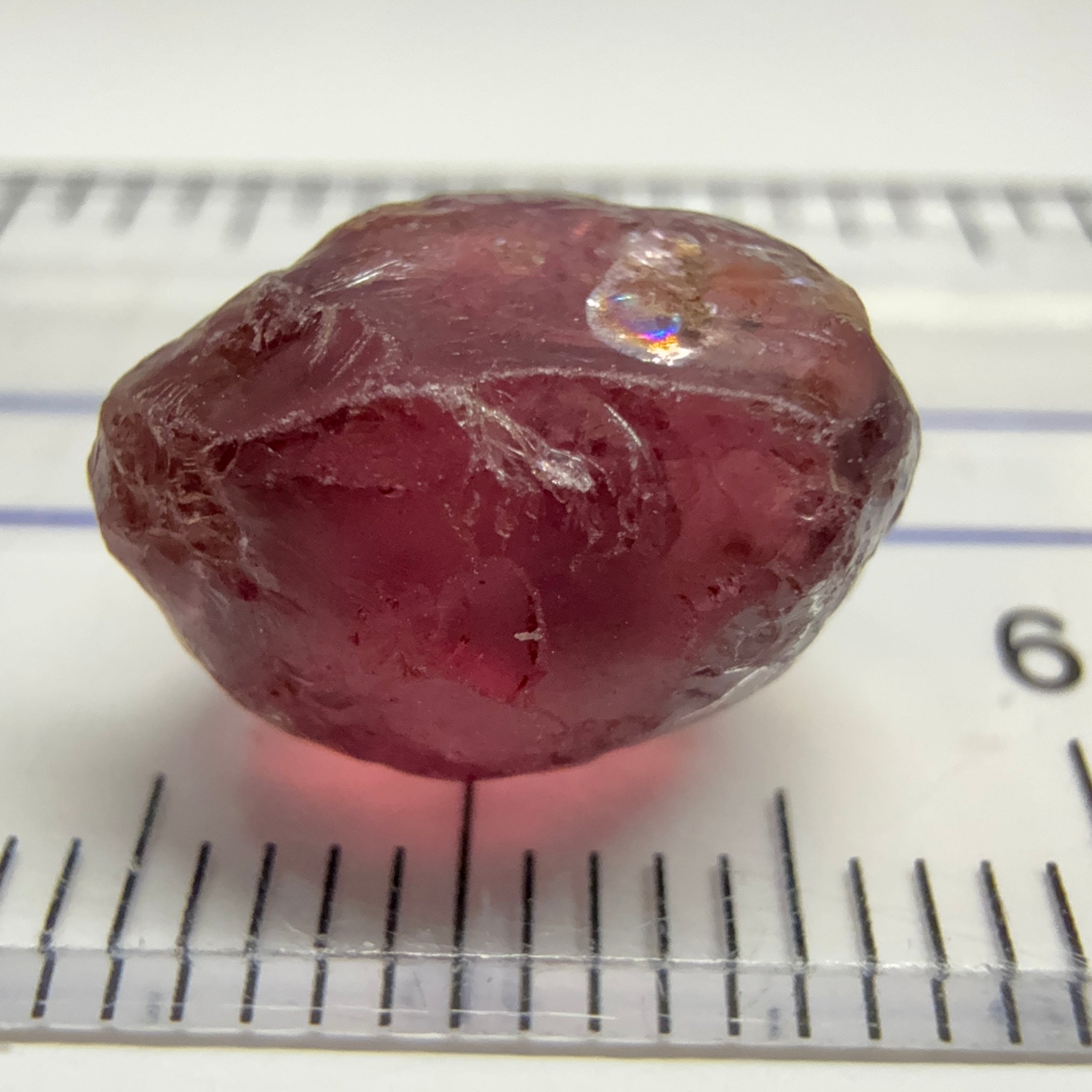 Rhodolite Garnet Colour Shifting, 8.46ct, Umba, Tanzania, Untreated Untreated. Slight skin issue (2mm on one side) will come off on faceting, rest vvs-if