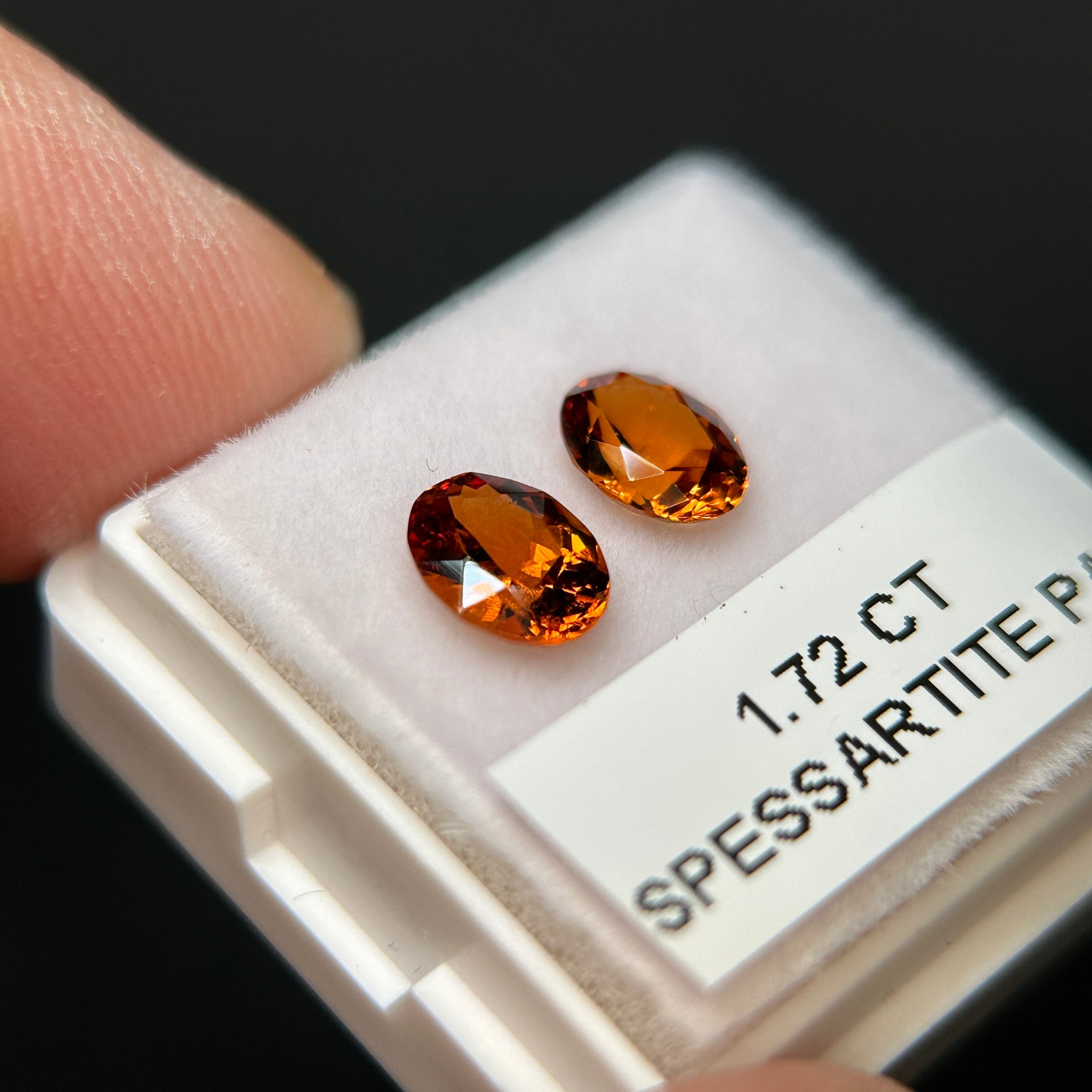 Spessartite Garnet Pair. 1.72ct, Tanzania. Untreated Unheated