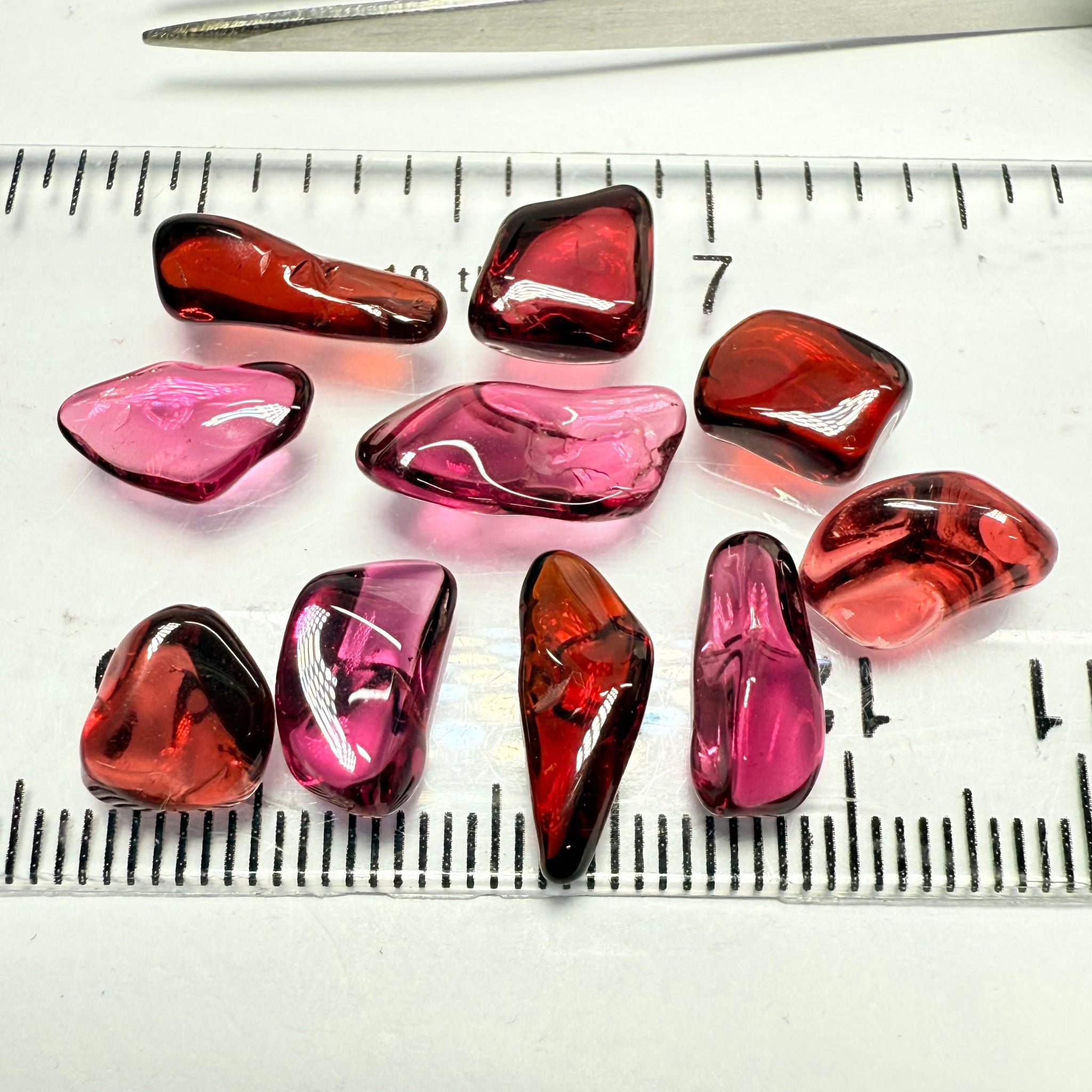 Mix Tanzanian Garnet Lot, Freeform Cabochons, 31.67ct, from multiple areas in Tanzania, Untreated Unheated, great for designers getting creative, very high polish, excellent transparency. 10 pc lot, 3.1ct av.