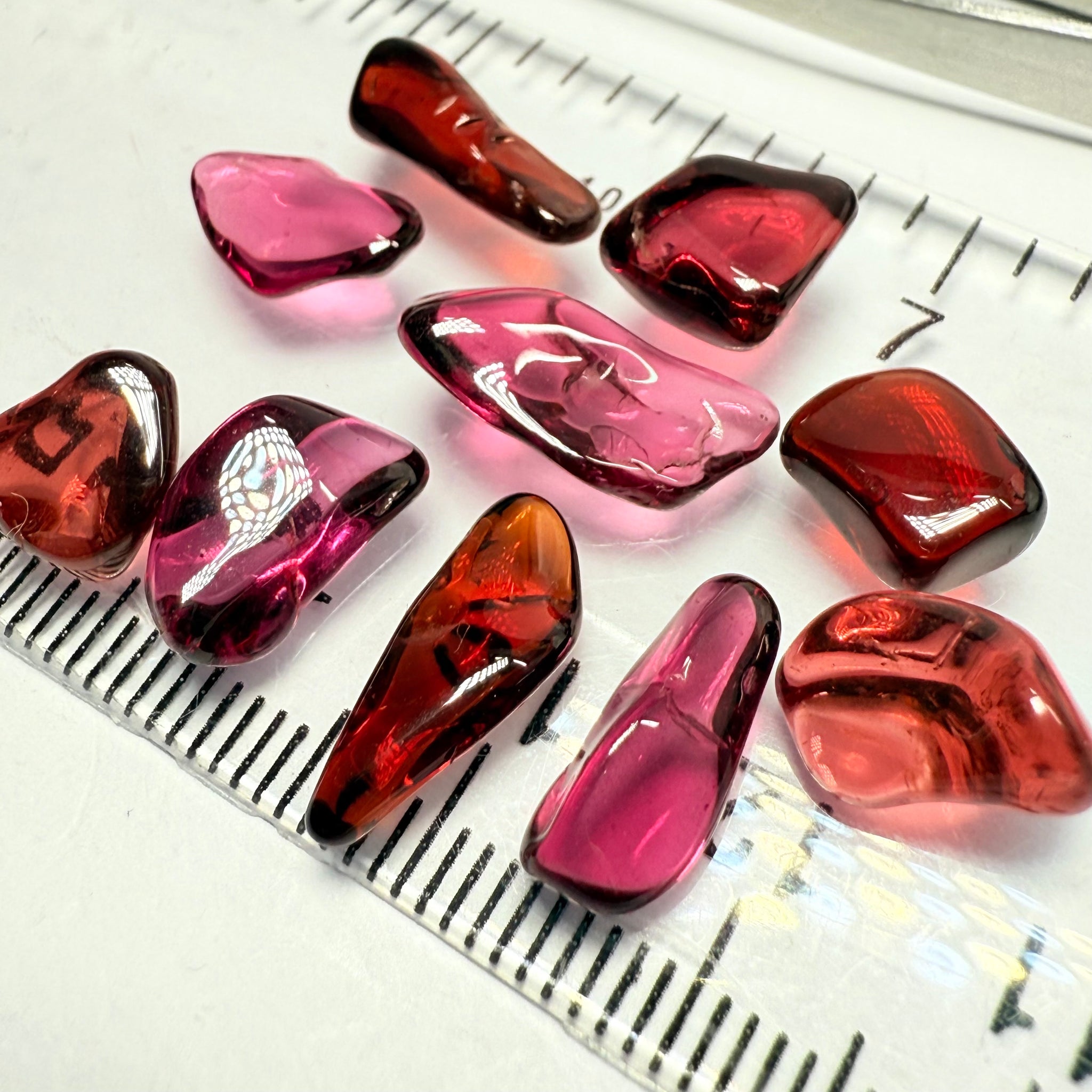 Mix Tanzanian Garnet Lot, Freeform Cabochons, 31.67ct, from multiple areas in Tanzania, Untreated Unheated, great for designers getting creative, very high polish, excellent transparency. 10 pc lot, 3.1ct av.