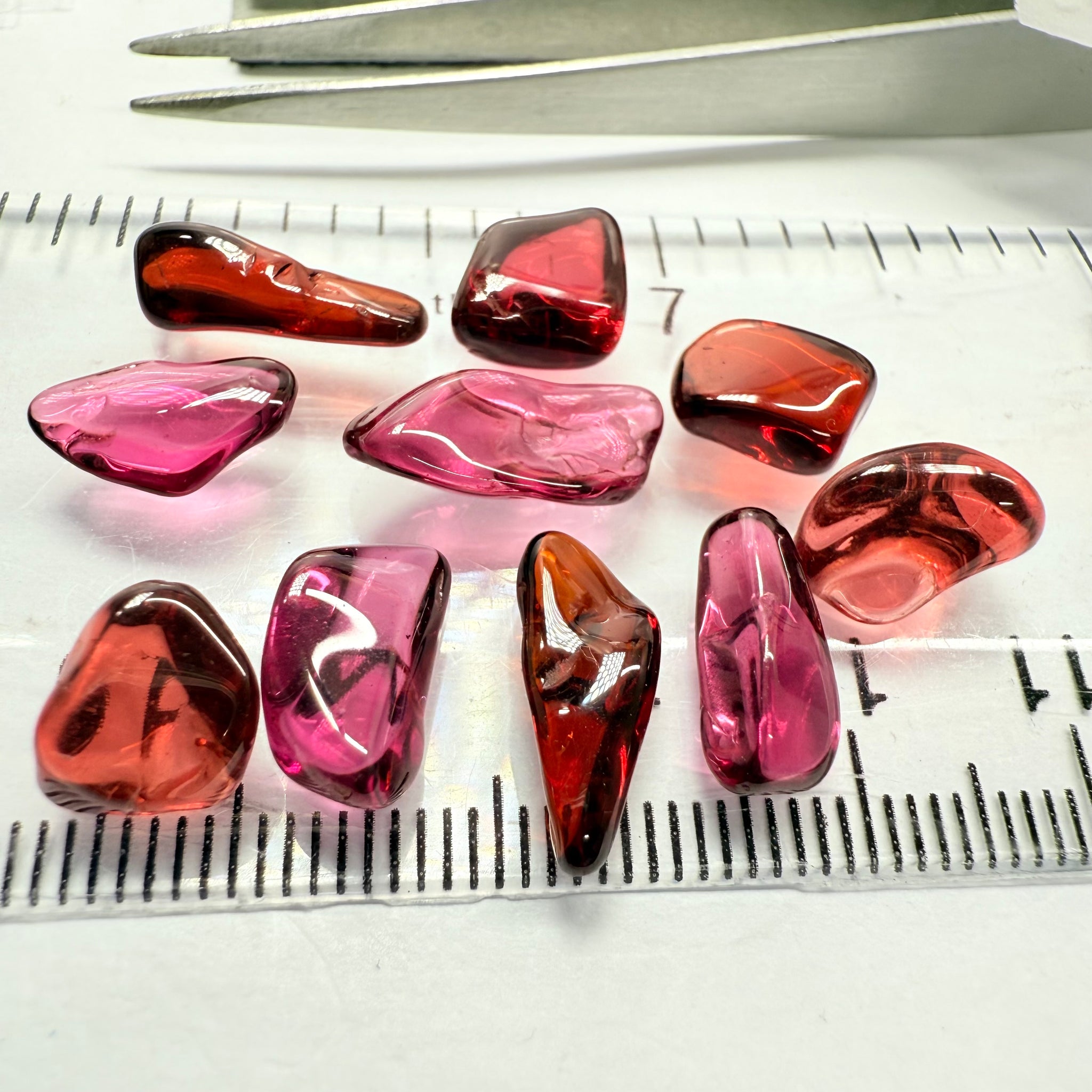 Mix Tanzanian Garnet Lot, Freeform Cabochons, 31.67ct, from multiple areas in Tanzania, Untreated Unheated, great for designers getting creative, very high polish, excellent transparency. 10 pc lot, 3.1ct av.