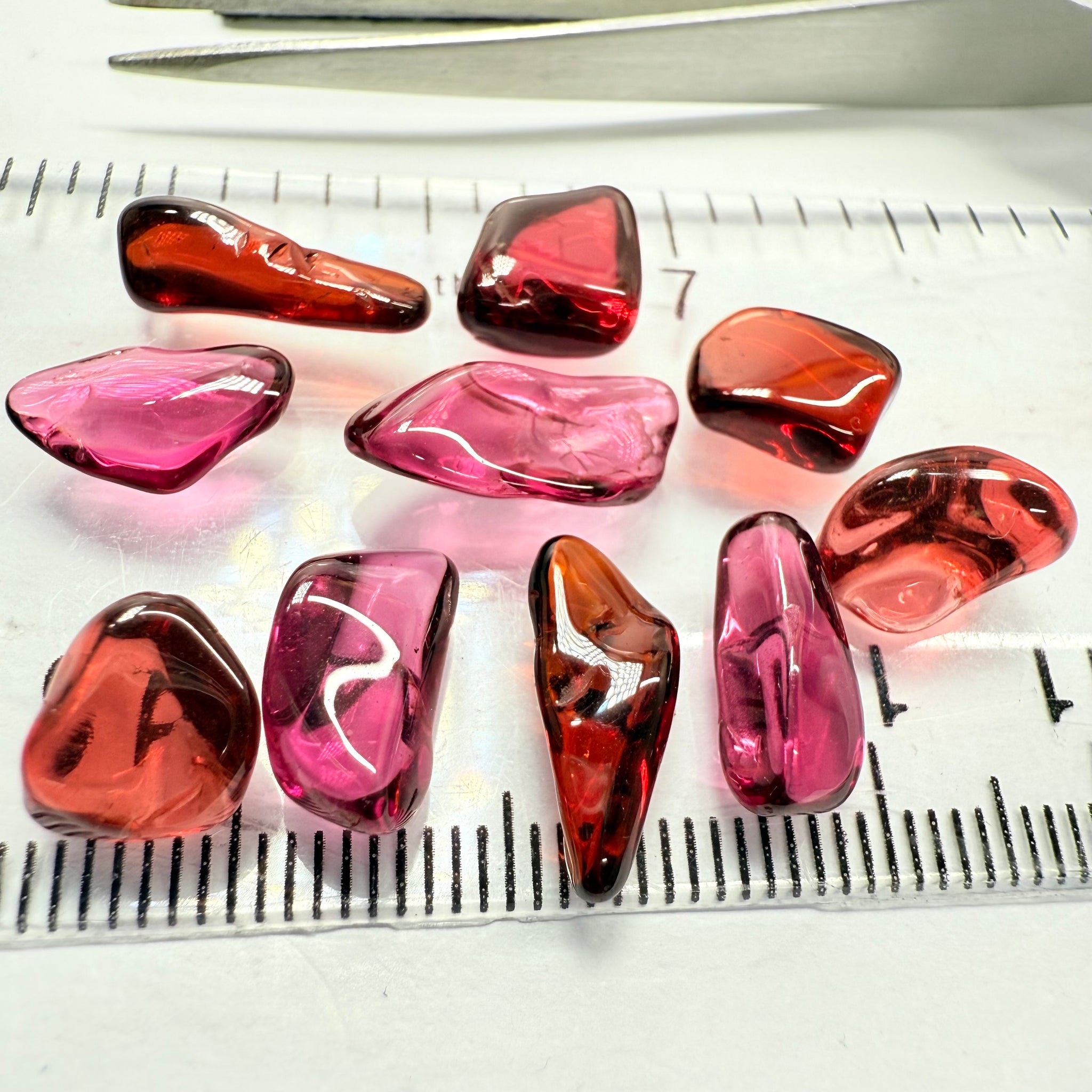 Mix Tanzanian Garnet Lot, Freeform Cabochons, 31.67ct, from multiple areas in Tanzania, Untreated Unheated, great for designers getting creative, very high polish, excellent transparency. 10 pc lot, 3.1ct av.