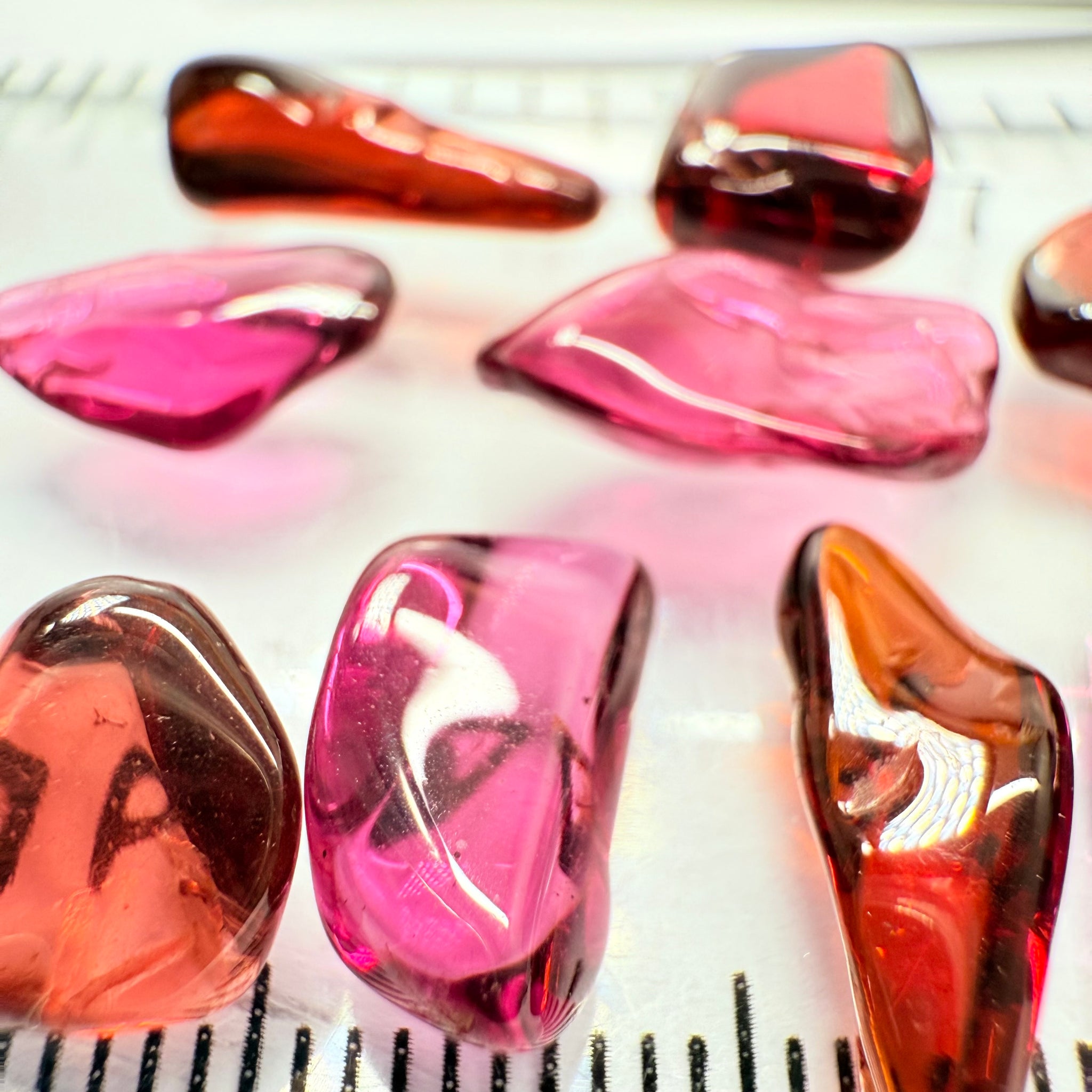 Mix Tanzanian Garnet Lot, Freeform Cabochons, 31.67ct, from multiple areas in Tanzania, Untreated Unheated, great for designers getting creative, very high polish, excellent transparency. 10 pc lot, 3.1ct av.