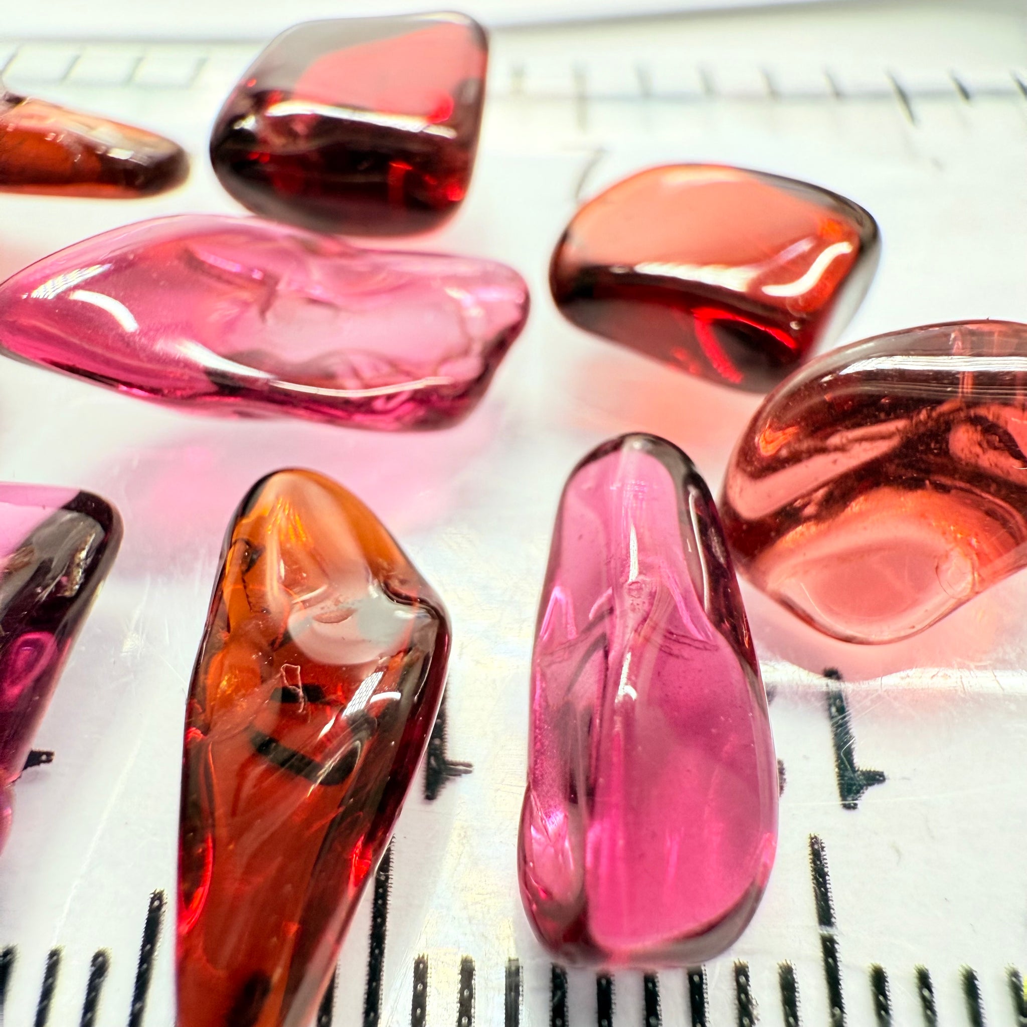 Mix Tanzanian Garnet Lot, Freeform Cabochons, 31.67ct, from multiple areas in Tanzania, Untreated Unheated, great for designers getting creative, very high polish, excellent transparency. 10 pc lot, 3.1ct av.