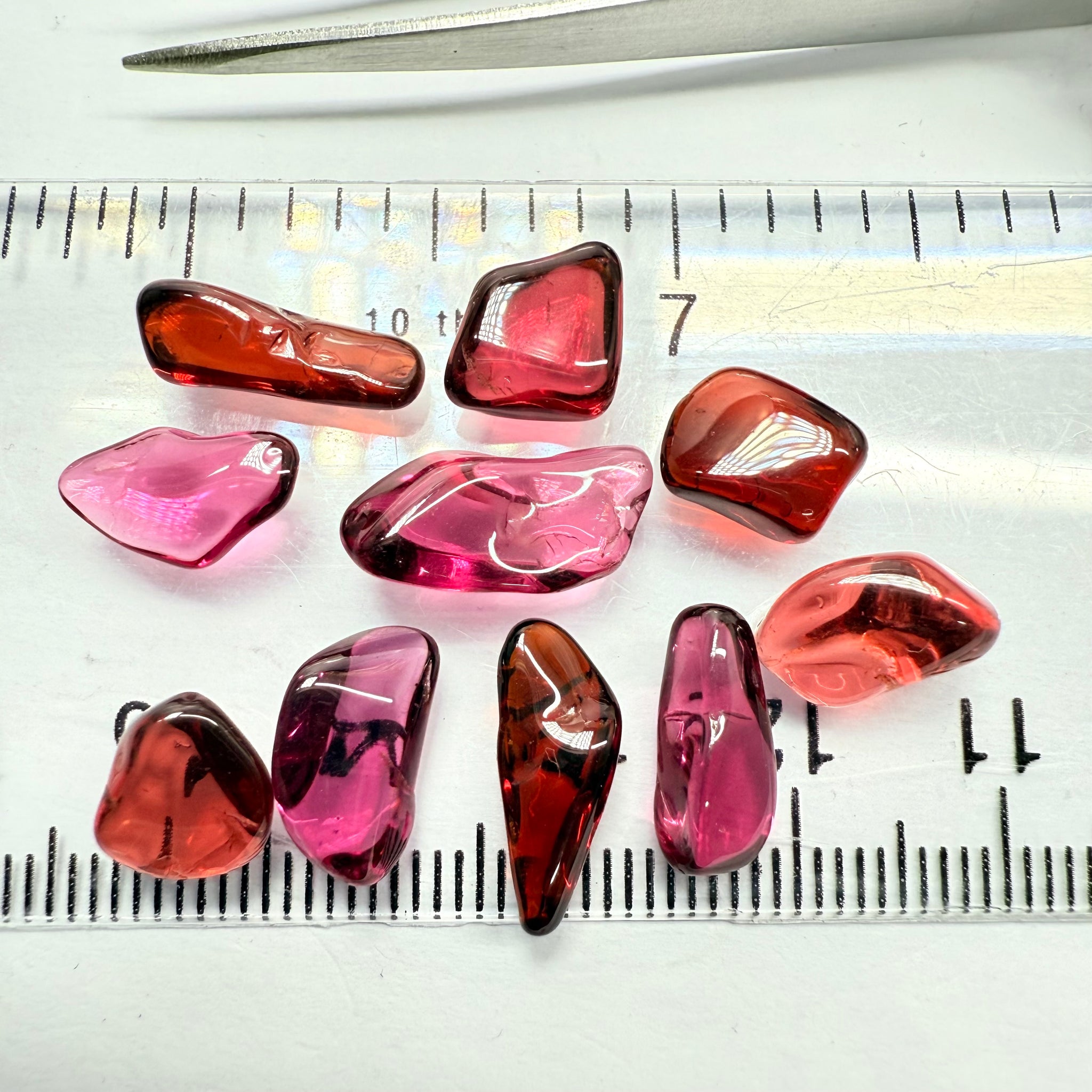 Mix Tanzanian Garnet Lot, Freeform Cabochons, 31.67ct, from multiple areas in Tanzania, Untreated Unheated, great for designers getting creative, very high polish, excellent transparency. 10 pc lot, 3.1ct av.