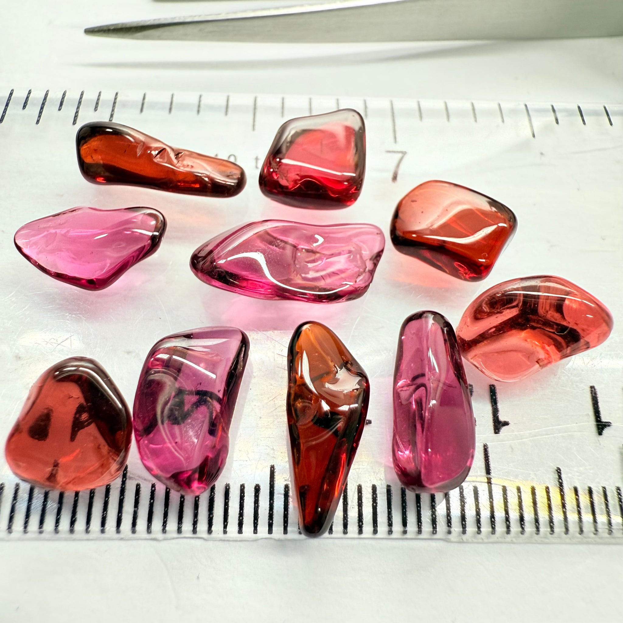 Mix Tanzanian Garnet Lot, Freeform Cabochons, 31.67ct, from multiple areas in Tanzania, Untreated Unheated, great for designers getting creative, very high polish, excellent transparency. 10 pc lot, 3.1ct av.