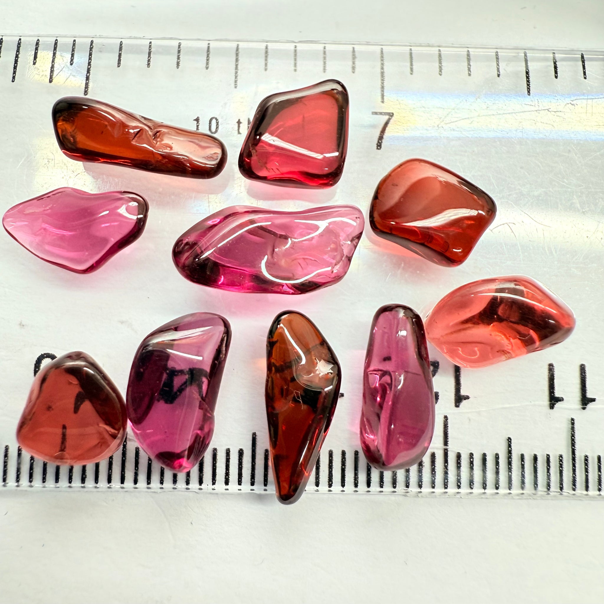 Mix Tanzanian Garnet Lot, Freeform Cabochons, 31.67ct, from multiple areas in Tanzania, Untreated Unheated, great for designers getting creative, very high polish, excellent transparency. 10 pc lot, 3.1ct av.