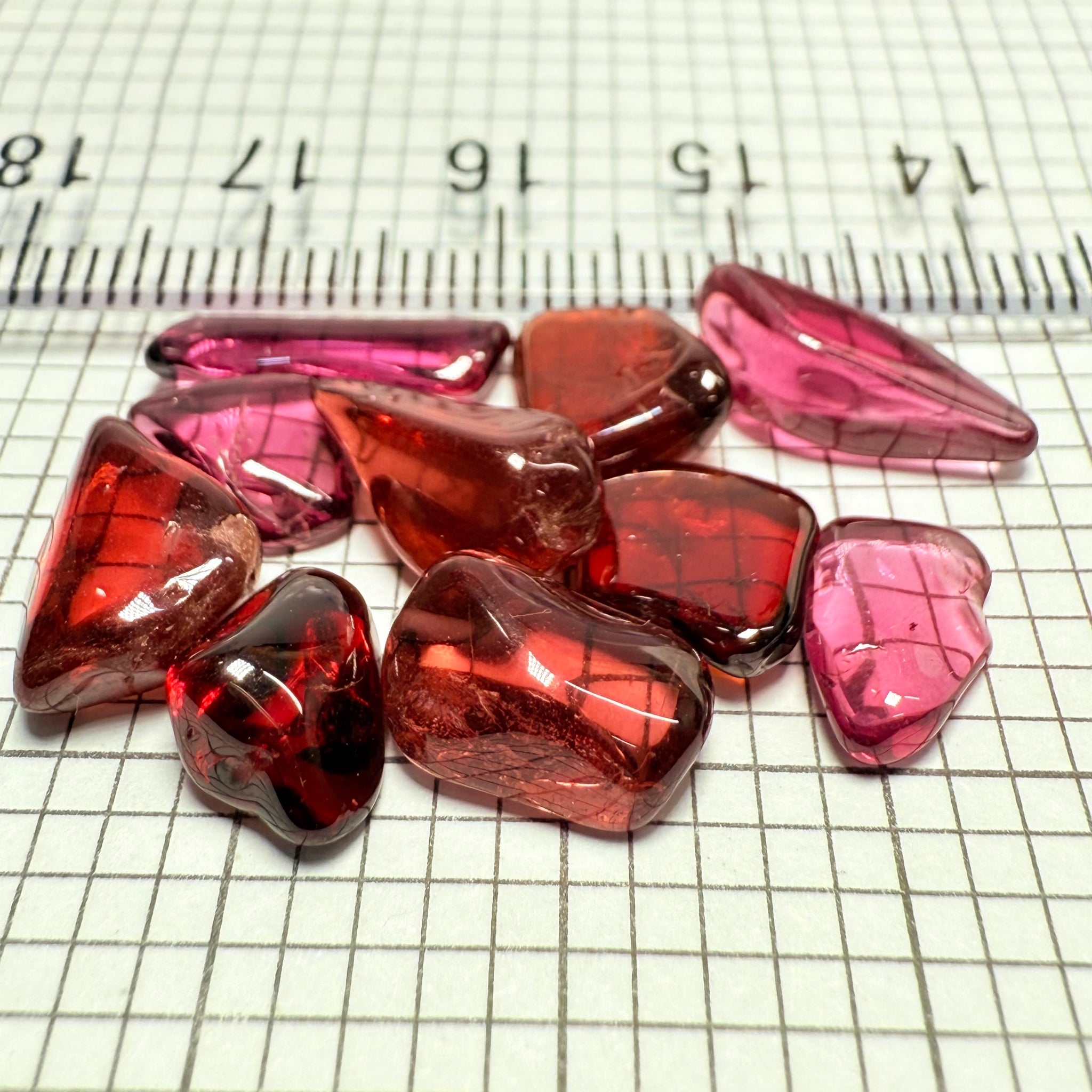 Mix Tanzanian Garnet Lot, Freeform Cabochons, 31.45ct, from multiple areas in Tanzania, Untreated Unheated, great for designers getting creative, very high polish, excellent transparency. 10 pc lot, 3.0ct av.