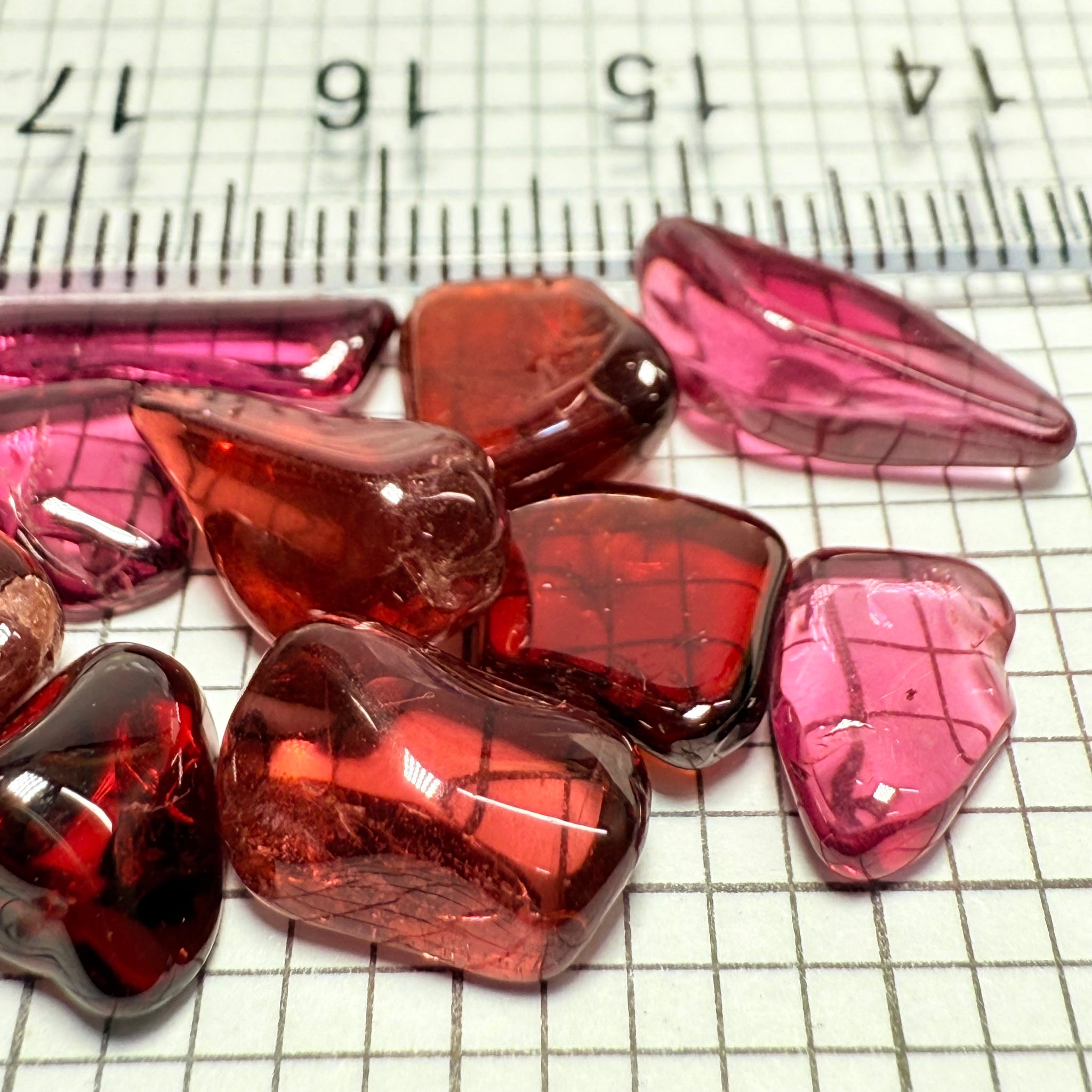 Mix Tanzanian Garnet Lot, Freeform Cabochons, 31.45ct, from multiple areas in Tanzania, Untreated Unheated, great for designers getting creative, very high polish, excellent transparency. 10 pc lot, 3.0ct av.