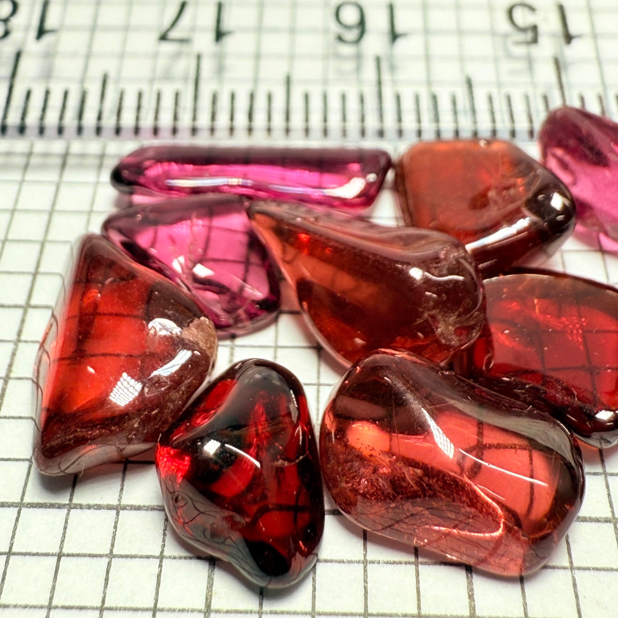 Mix Tanzanian Garnet Lot, Freeform Cabochons, 31.45ct, from multiple areas in Tanzania, Untreated Unheated, great for designers getting creative, very high polish, excellent transparency. 10 pc lot, 3.0ct av.