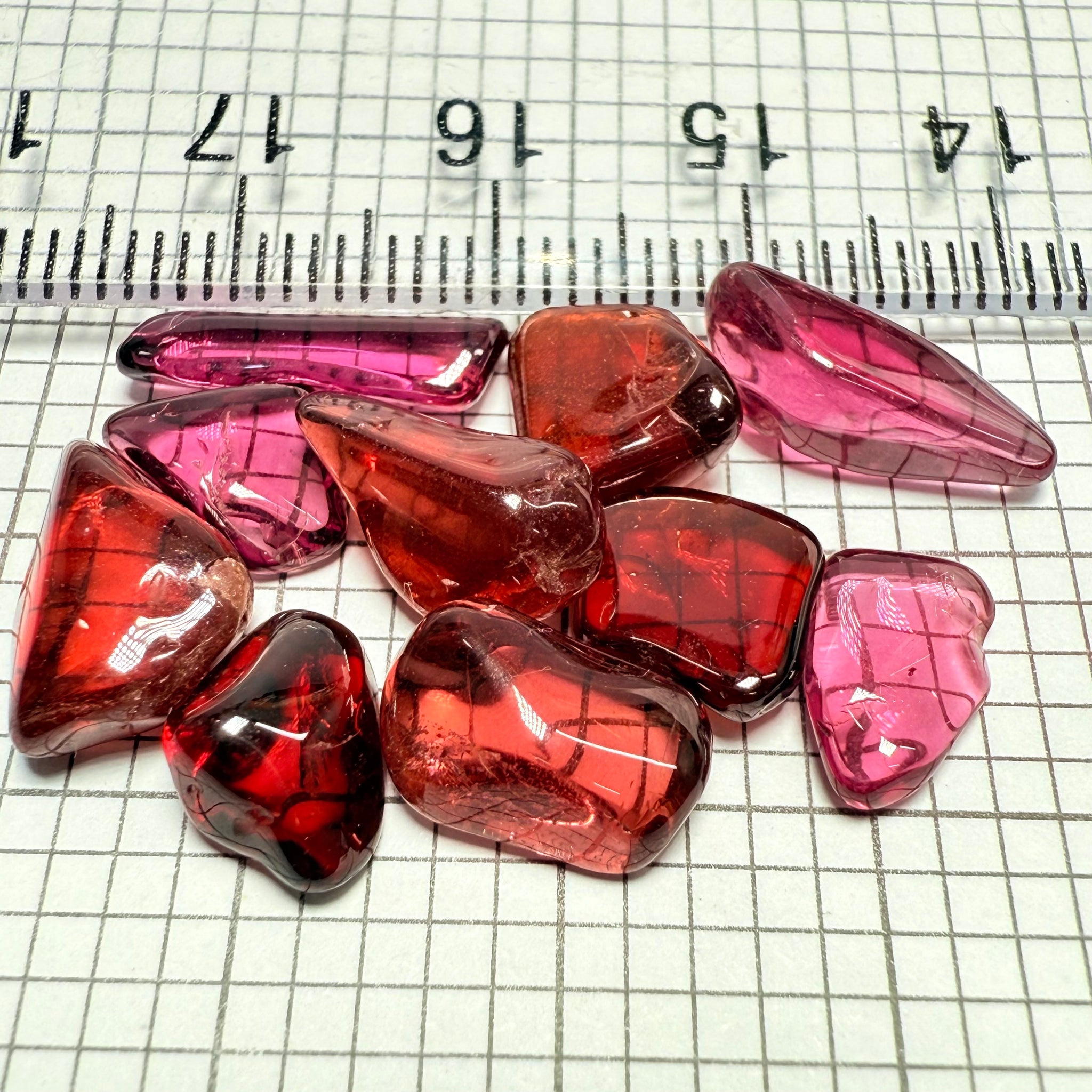Mix Tanzanian Garnet Lot, Freeform Cabochons, 31.45ct, from multiple areas in Tanzania, Untreated Unheated, great for designers getting creative, very high polish, excellent transparency. 10 pc lot, 3.0ct av.