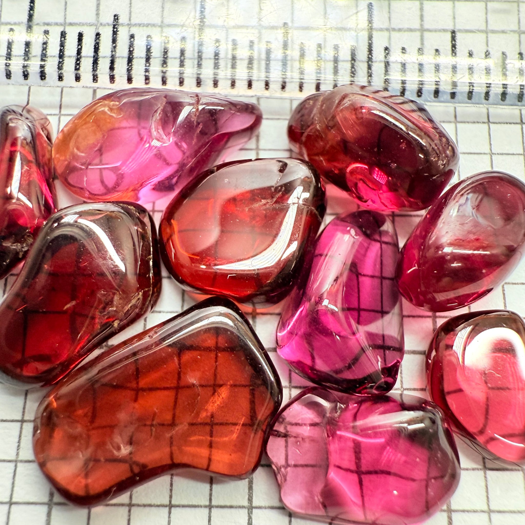 Mix Tanzanian Garnet Lot, Freeform Cabochons, 30.71ct, from multiple areas in Tanzania, Untreated Unheated, great for designers getting creative, very high polish, excellent transparency. 10 pc lot, 3.0ct av.