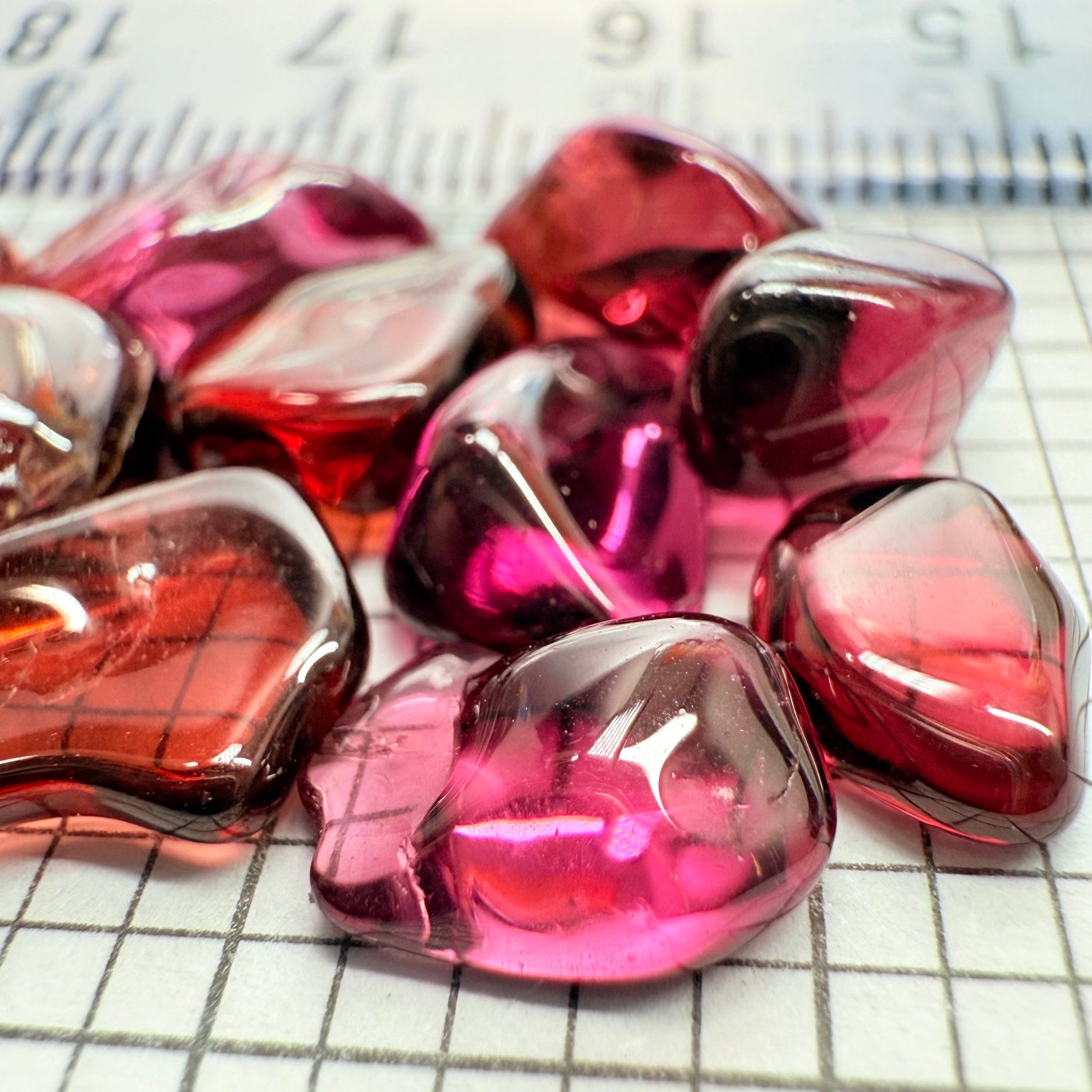 Mix Tanzanian Garnet Lot, Freeform Cabochons, 30.71ct, from multiple areas in Tanzania, Untreated Unheated, great for designers getting creative, very high polish, excellent transparency. 10 pc lot, 3.0ct av.