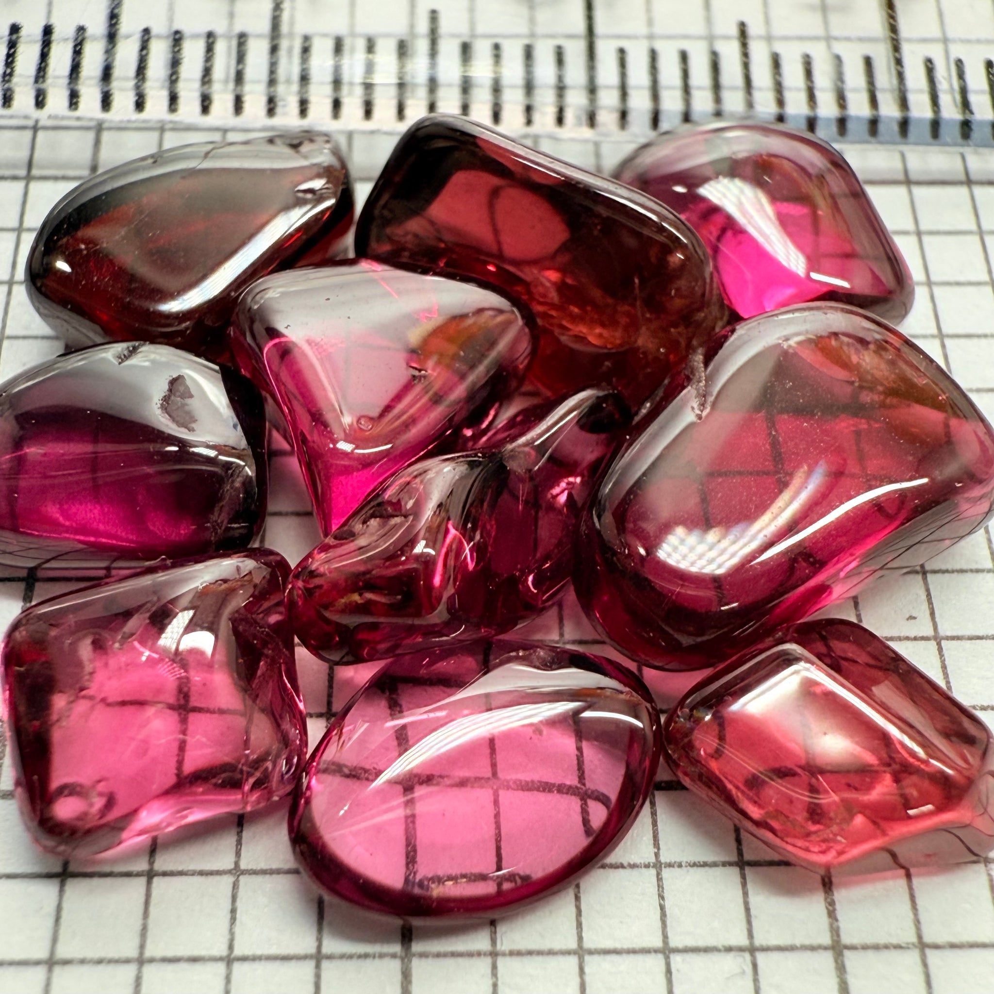 Mix Tanzanian Garnet Lot, Freeform Cabochons, 27.68ct, from multiple areas in Tanzania, Untreated Unheated, great for designers getting creative, very high polish, excellent transparency. 10 pc lot, 2.7ct av.