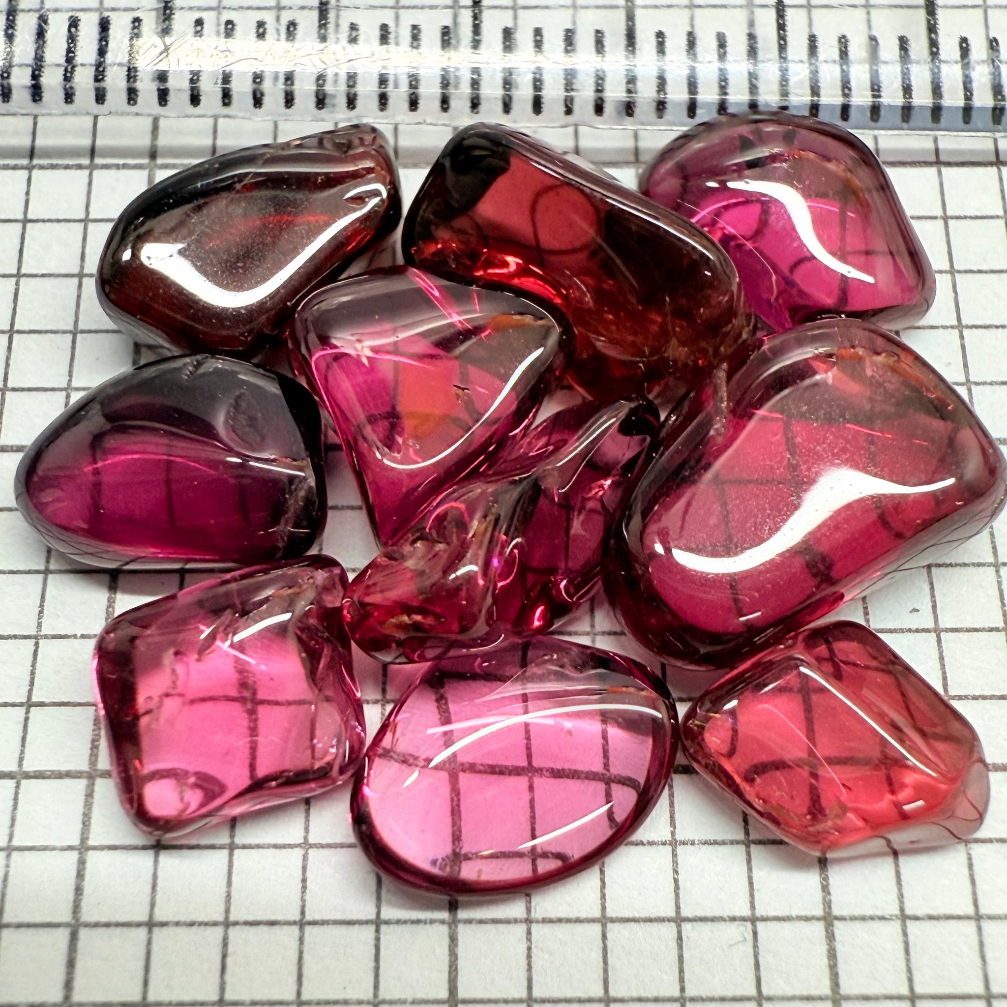 Mix Tanzanian Garnet Lot, Freeform Cabochons, 27.68ct, from multiple areas in Tanzania, Untreated Unheated, great for designers getting creative, very high polish, excellent transparency. 10 pc lot, 2.7ct av.