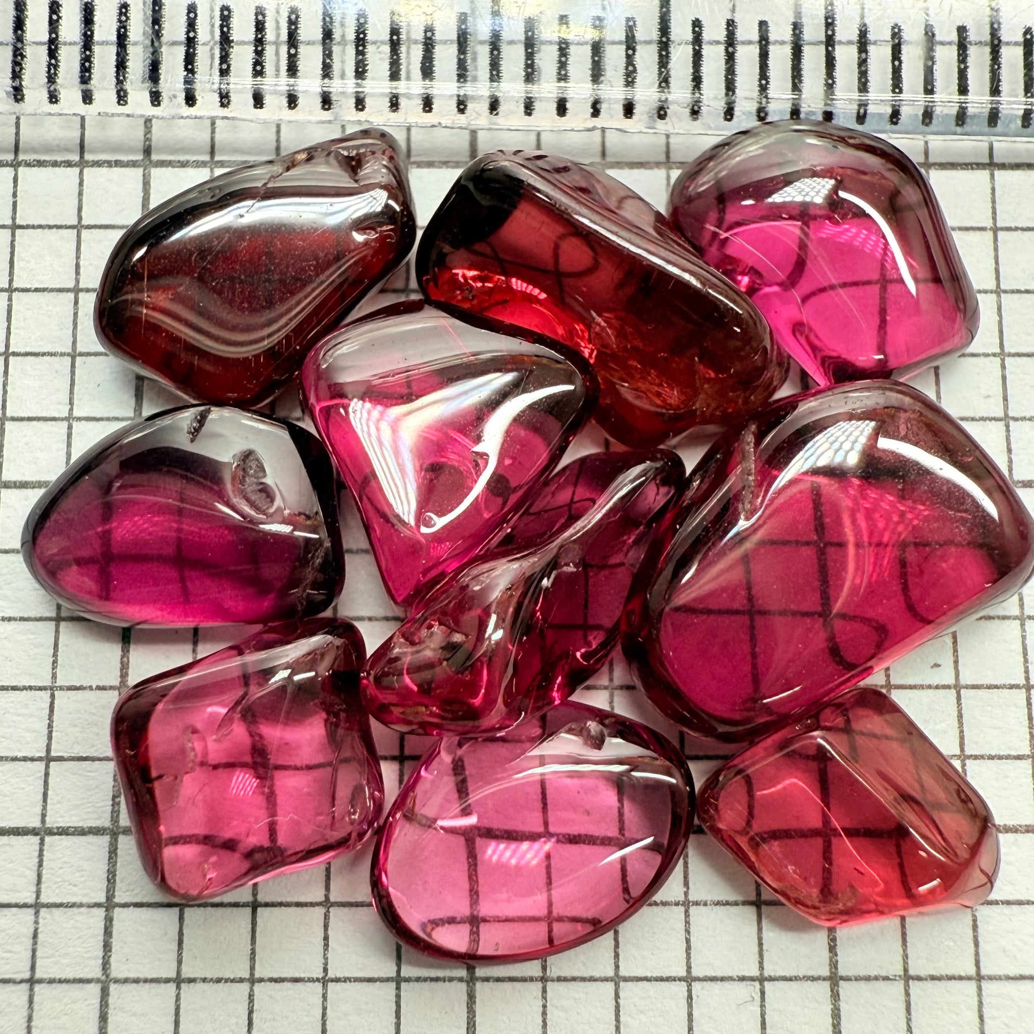 Mix Tanzanian Garnet Lot, Freeform Cabochons, 27.68ct, from multiple areas in Tanzania, Untreated Unheated, great for designers getting creative, very high polish, excellent transparency. 10 pc lot, 2.7ct av.