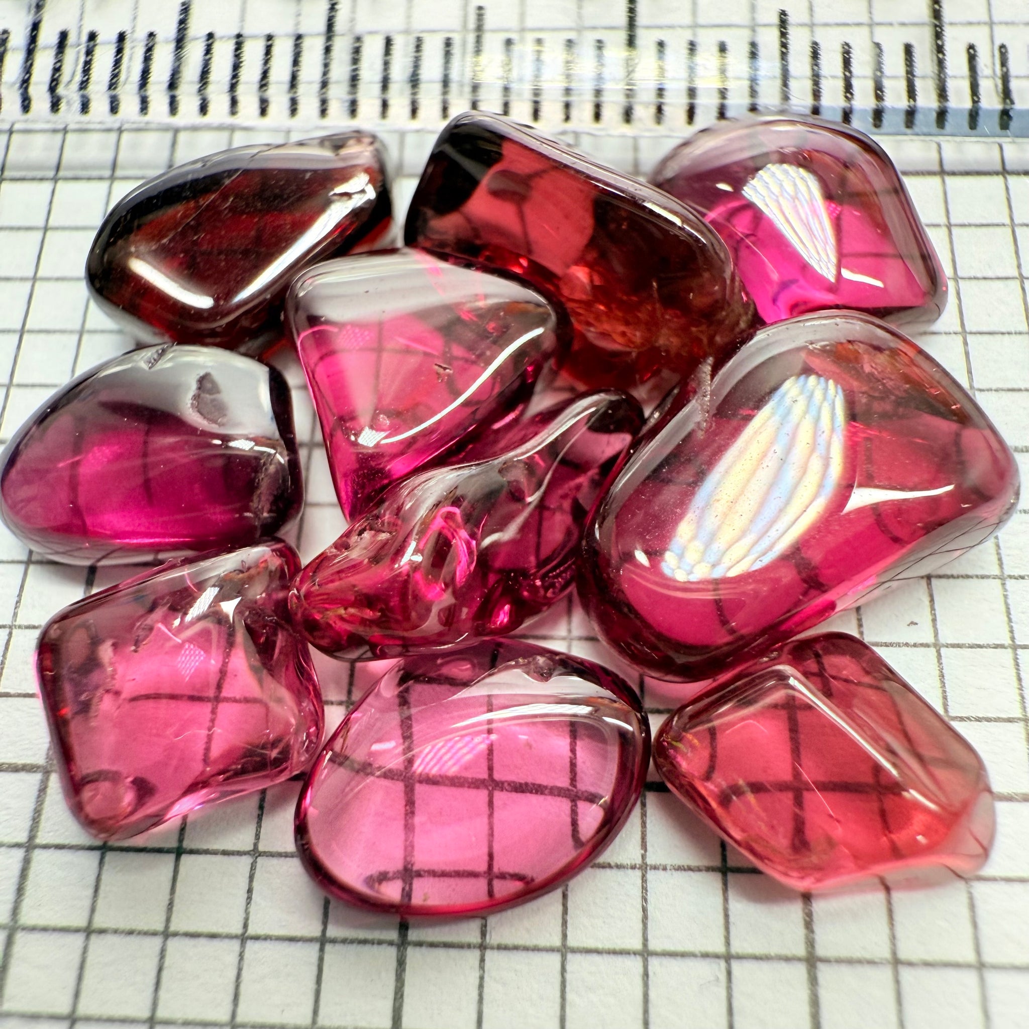 Mix Tanzanian Garnet Lot, Freeform Cabochons, 27.68ct, from multiple areas in Tanzania, Untreated Unheated, great for designers getting creative, very high polish, excellent transparency. 10 pc lot, 2.7ct av.