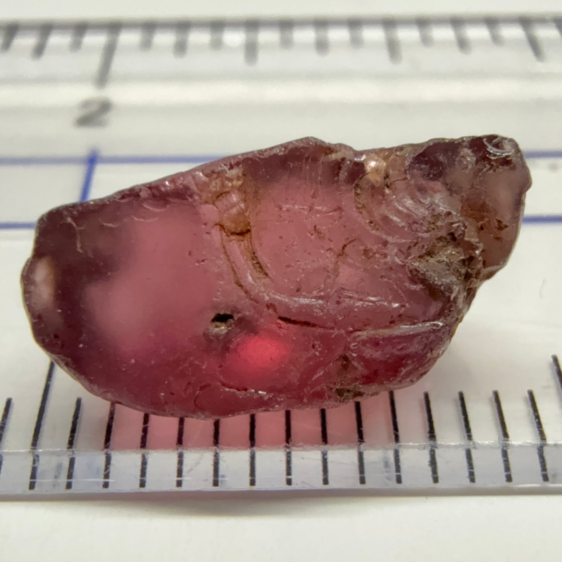 Rhodolite Garnet Colour Shifting, 5.32ct, Umba, Tanzania, Untreated Untreated. A very large spot on the outside going a few mm in