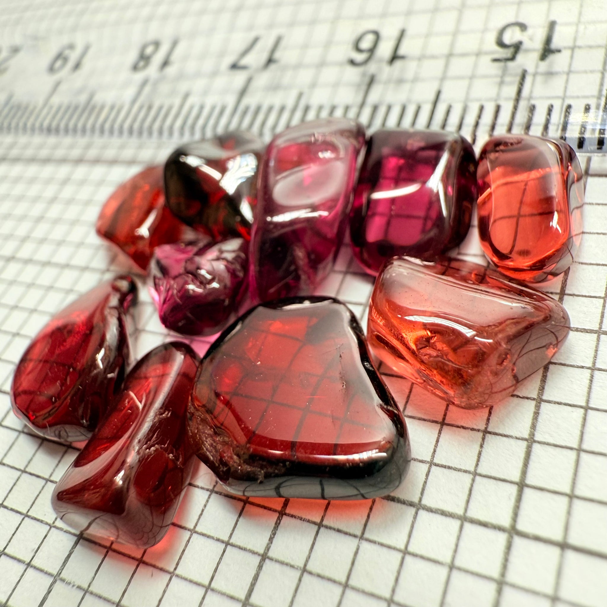 Mix Tanzanian Garnet Lot, Freeform Cabochons, 33.46ct, from multiple areas in Tanzania, Untreated Unheated, great for designers getting creative, very high polish, excellent transparency. 10 pc lot, 3.3ct av.