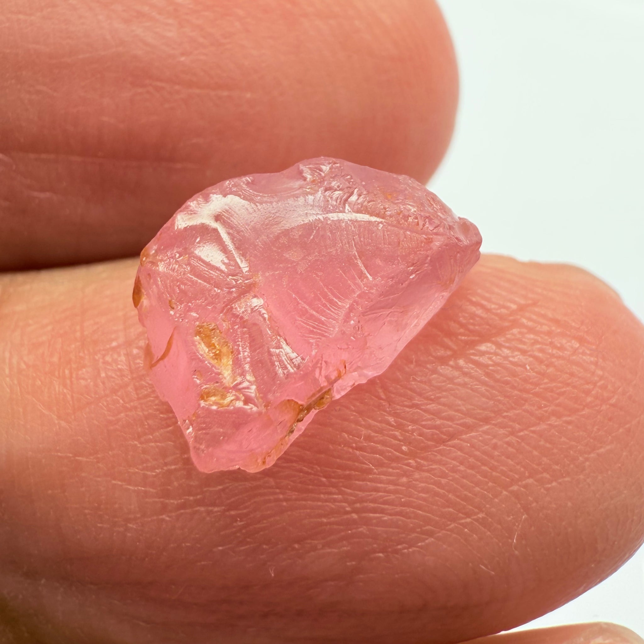 Pink Spinel, Baby Pink, 4.29ct, Tanzania, Untreated Unheated, just silky, flat shape, set into jewellery as is