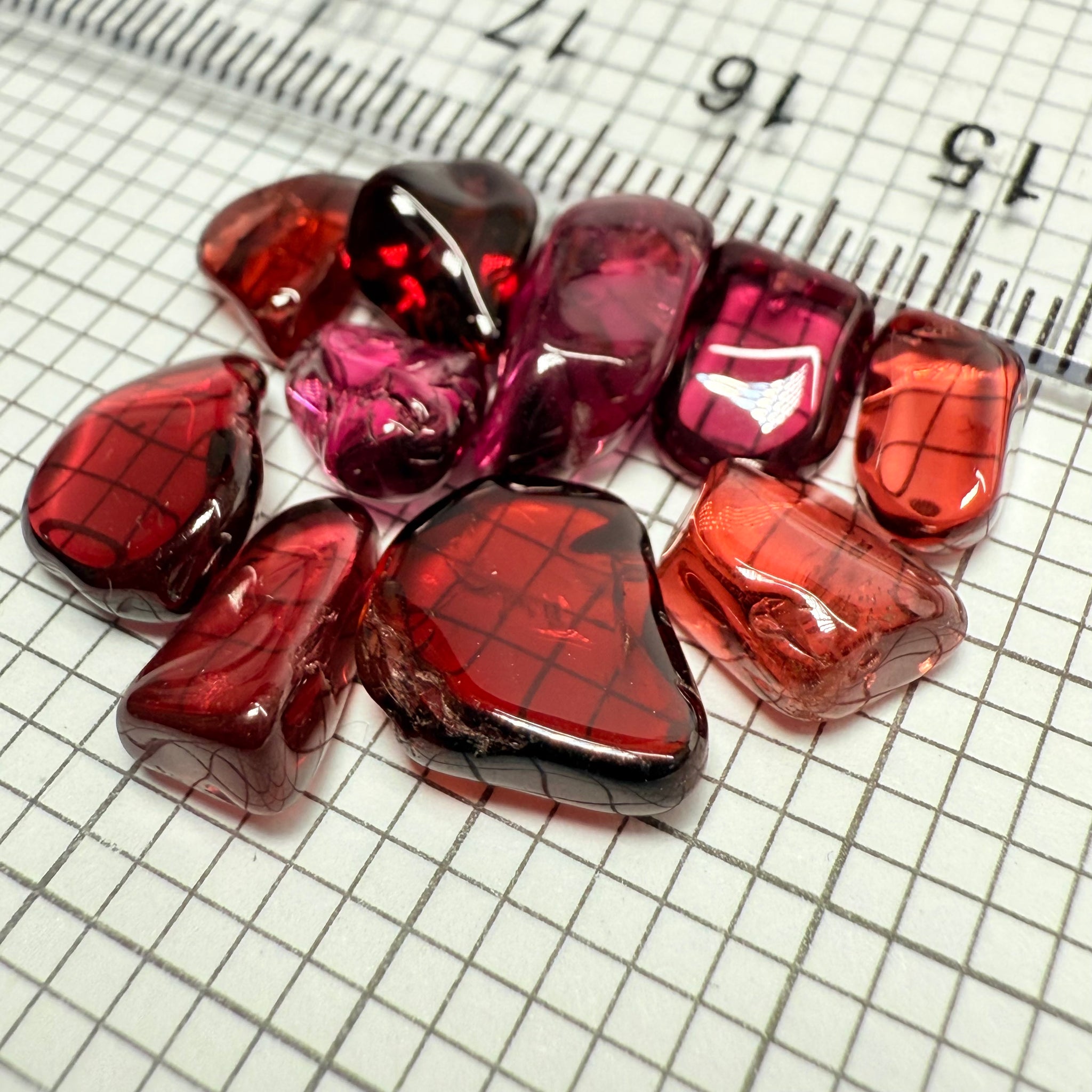 Mix Tanzanian Garnet Lot, Freeform Cabochons, 33.46ct, from multiple areas in Tanzania, Untreated Unheated, great for designers getting creative, very high polish, excellent transparency. 10 pc lot, 3.3ct av.