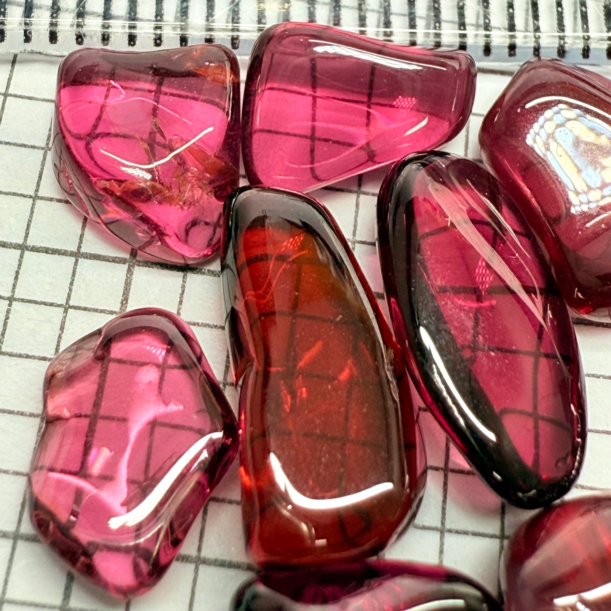 Mix Tanzanian Garnet Lot, Freeform Cabochons, 33.03ct, from multiple areas in Tanzania, Untreated Unheated, great for designers getting creative, very high polish, excellent transparency. 10 pc lot, 3.3ct av.